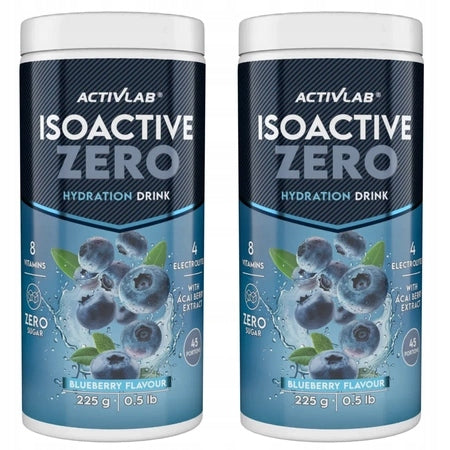 2x Activlab Isoactive Electrolytes ZERO Sugar Free 225g Blueberry Hydration Packaging status original