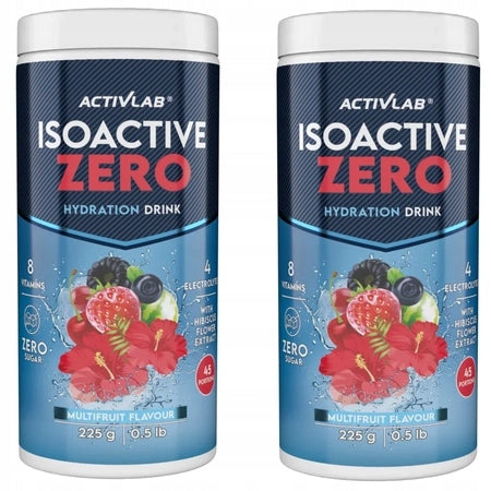 2x Activlab Isoactive ZERO ELECTROLYTES WITHOUT SUGAR Fruit Flavour 225g Packaging status original