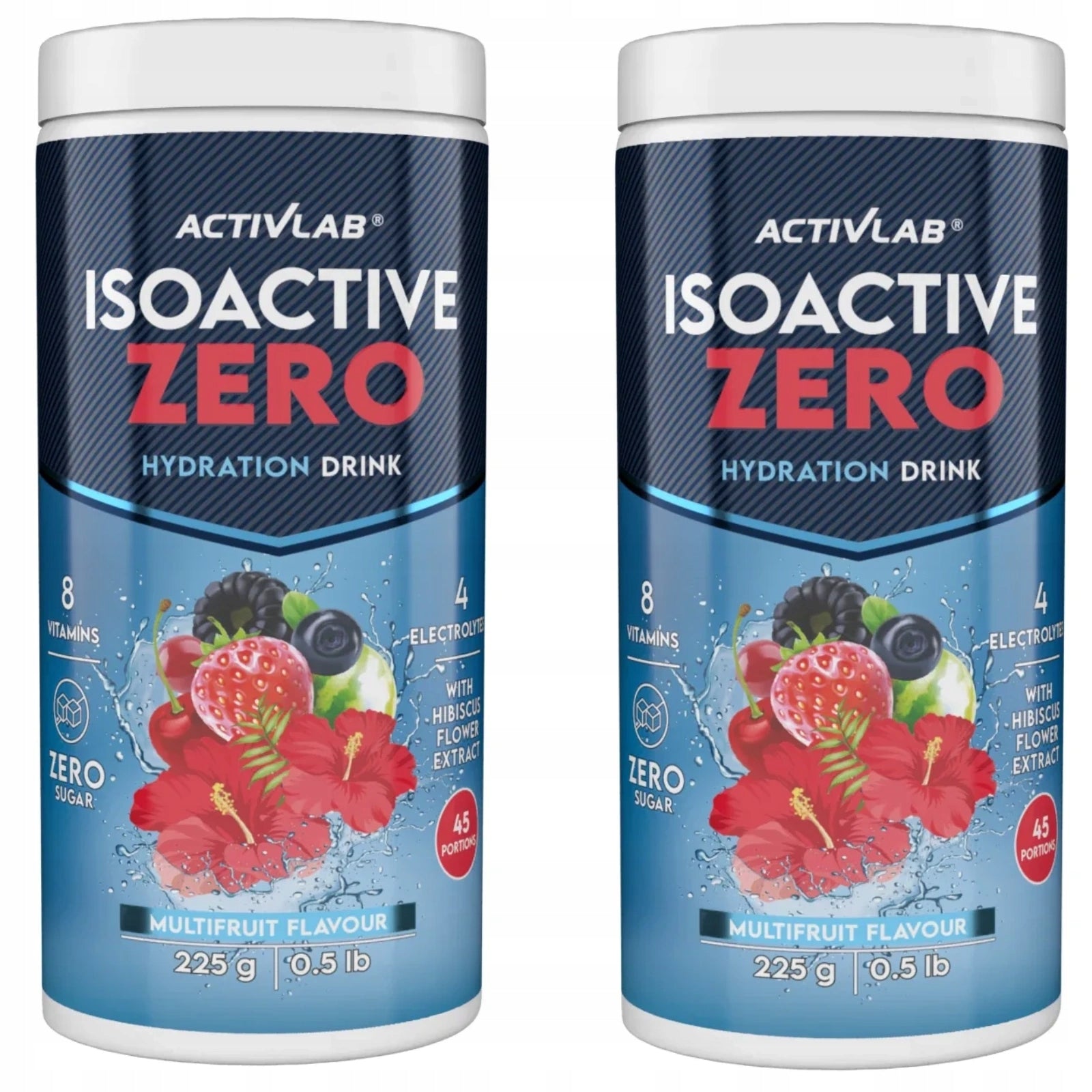 2x Activlab Isoactive ZERO ELECTROLYTES WITHOUT SUGAR Fruit Flavour 225g