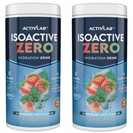 2x Activlab Isoactive ZERO Electrolytes Without Sugar Flavour Strawberry-Mint 225g Expiration date at least 1 year from the date of purchase