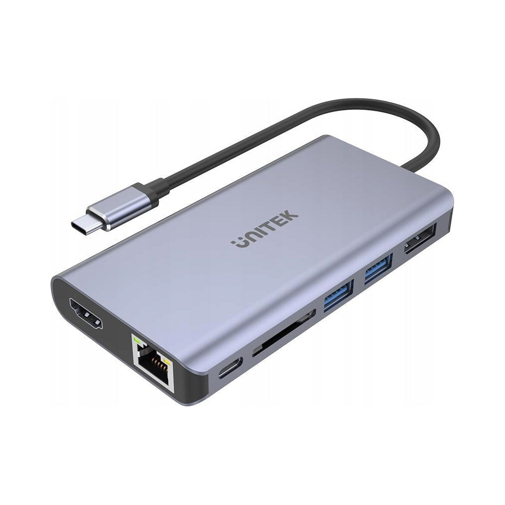 2x Adapter Unitek D1056A Hub USB-C 2x USB 3.1 HDMI DP RJ45 readerSD