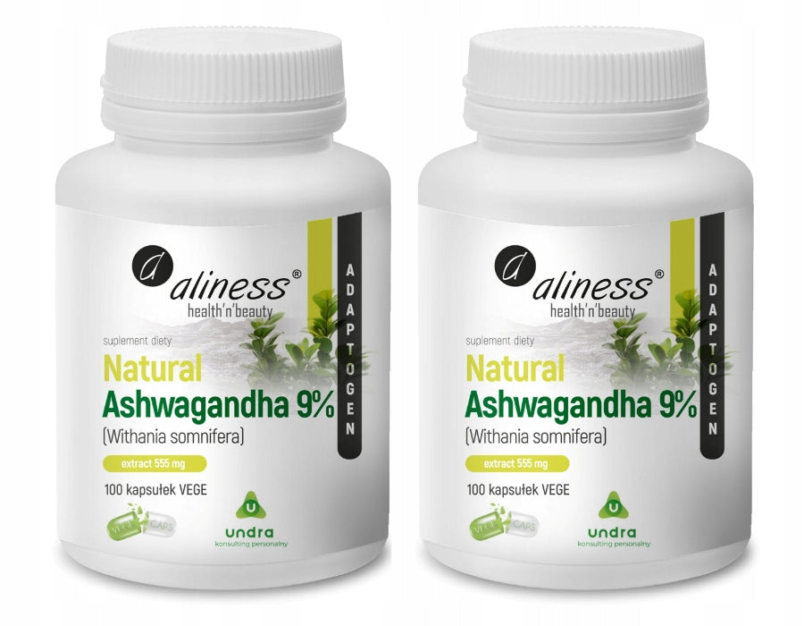 2x Aliness Natural ASHWAGANDHA up to 555mg STRONG NERVE EXTRACT STRESS CALM
