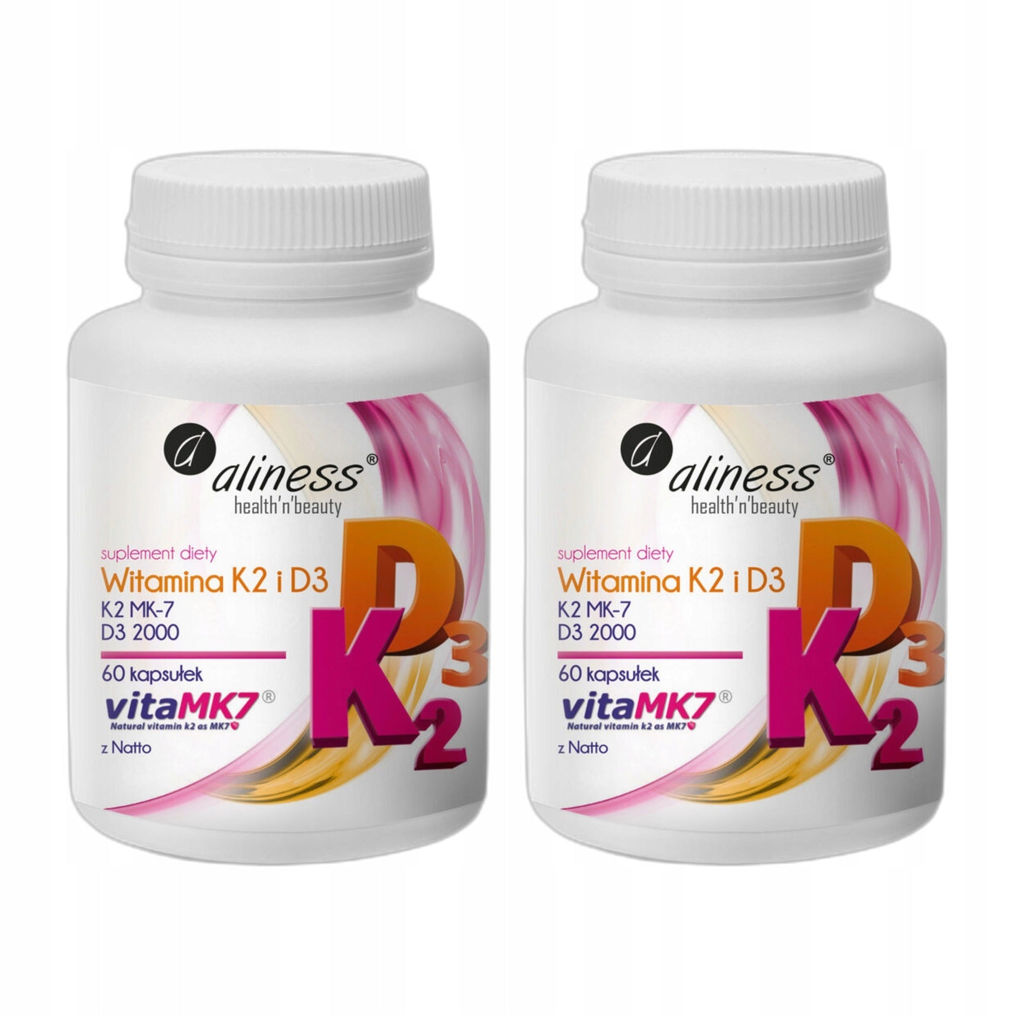 2x Aliness Vitamin K2 MK-7 100 µg + D3 50 µg 60 capsules vitamin on bone