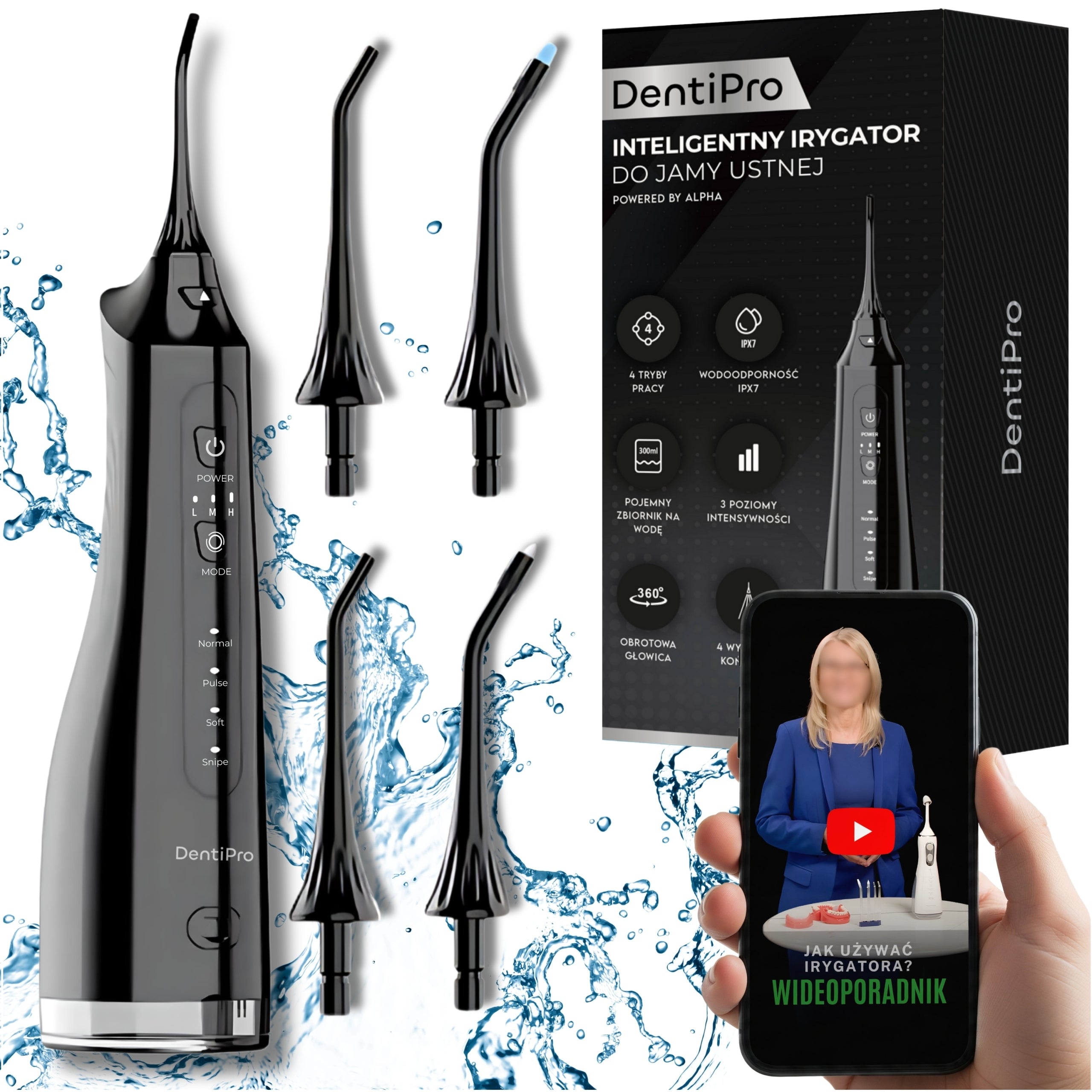 2x Alpha Dentipro Swf 02 Black Zebra Irrigator