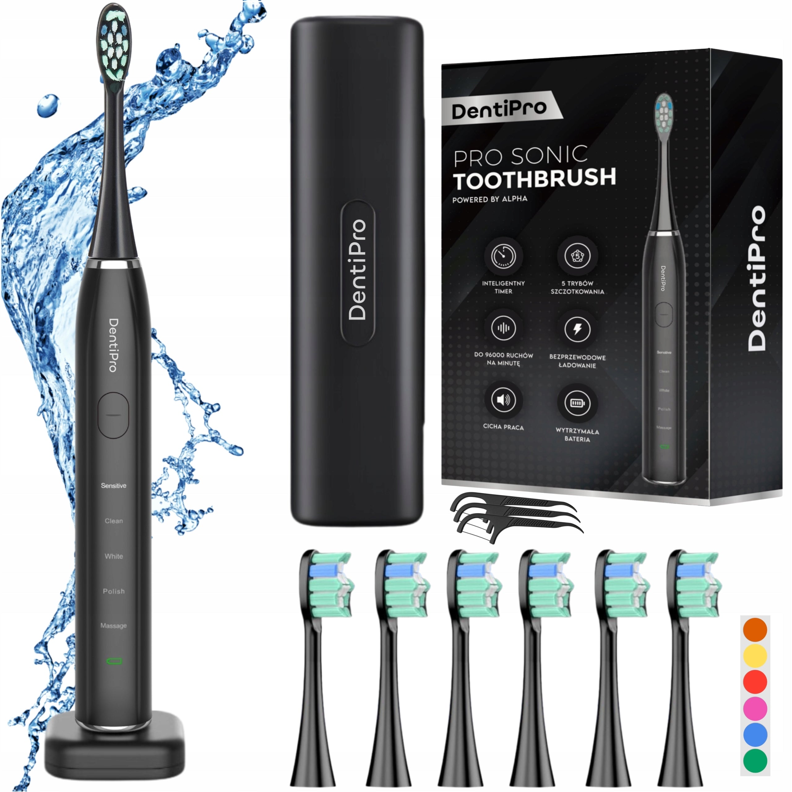 2x Alpha Sonic Toothbrush Dentipro Stb 02 Travel Case 6 Ends