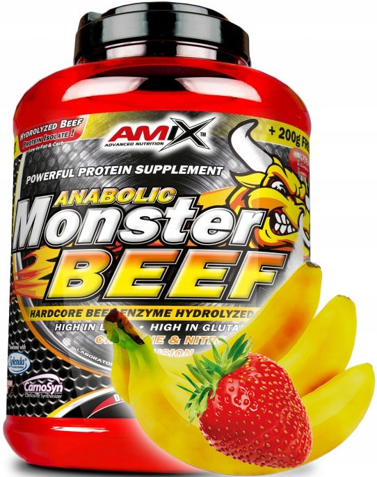 |2x| Anabolic Monster BEEF 90% Protein 2200g - jahoda banán Expiration date at least 1 year from the date of purchase