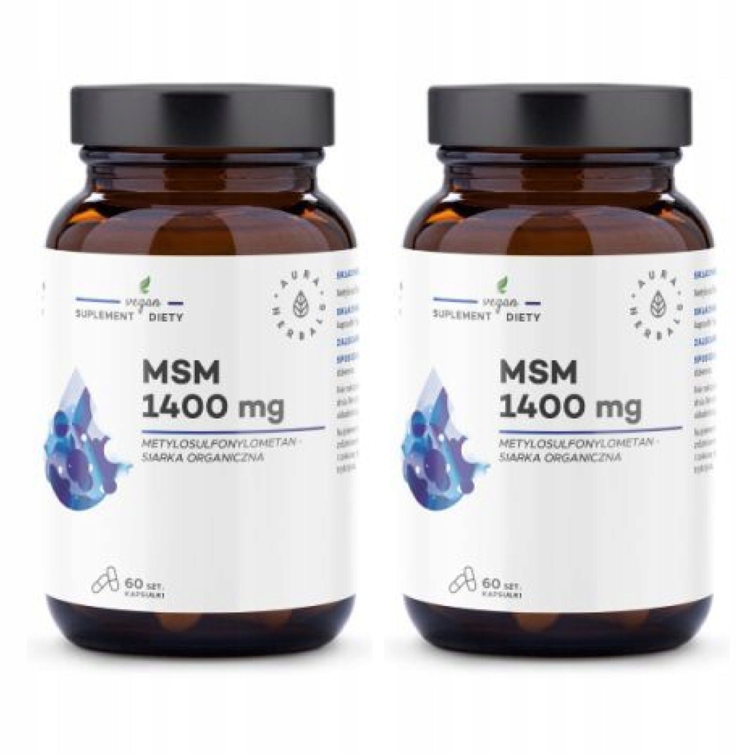 2x Aura Herbals MSM 1400 mg organic sulfur 60 capsules
