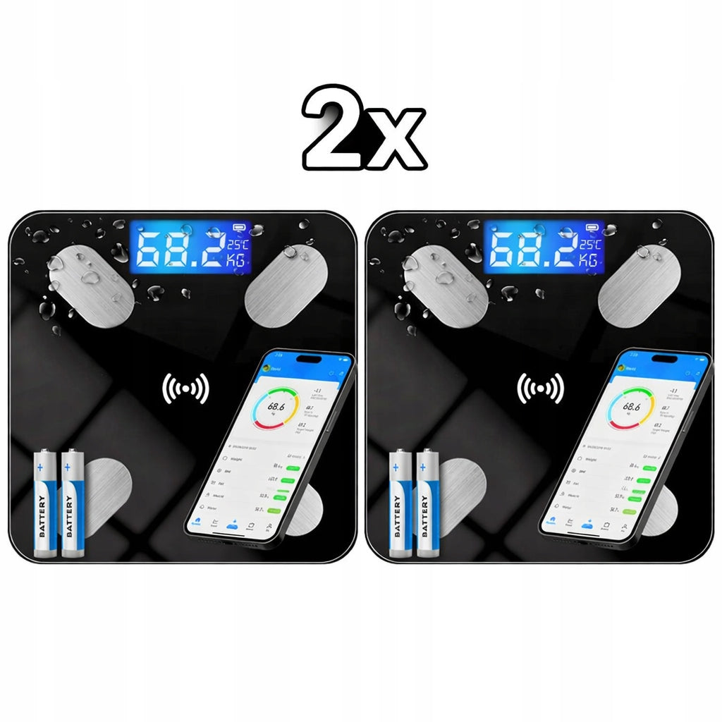 2x BATHROOM SCALE ANALYTICAL SLIM 180KG SMART+ 25in1