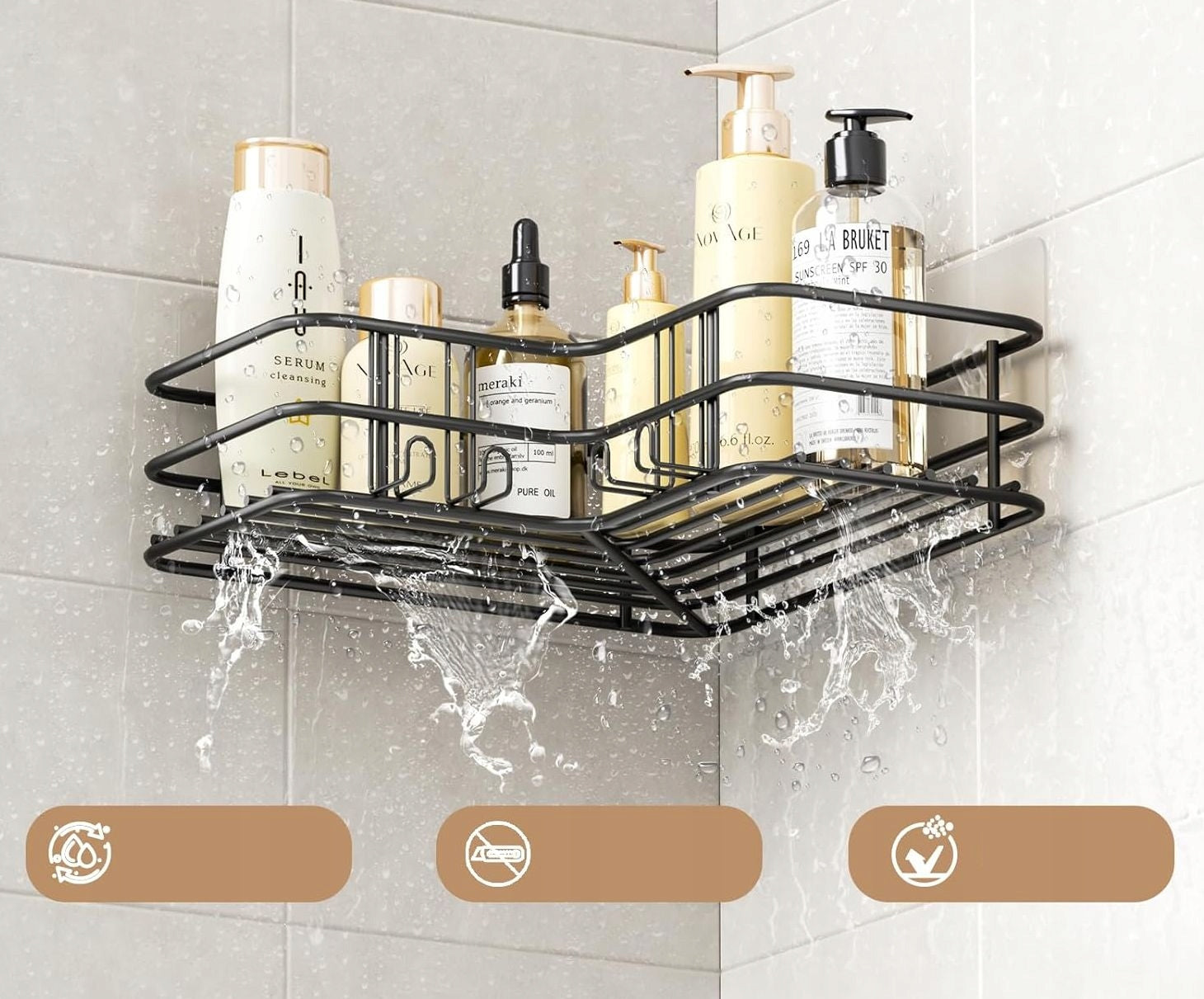 2x BATHROOM SHOWER SHELF CORNER HANGING 2 PCS without drilling 5DH EAN (GTIN) 5905644478701
