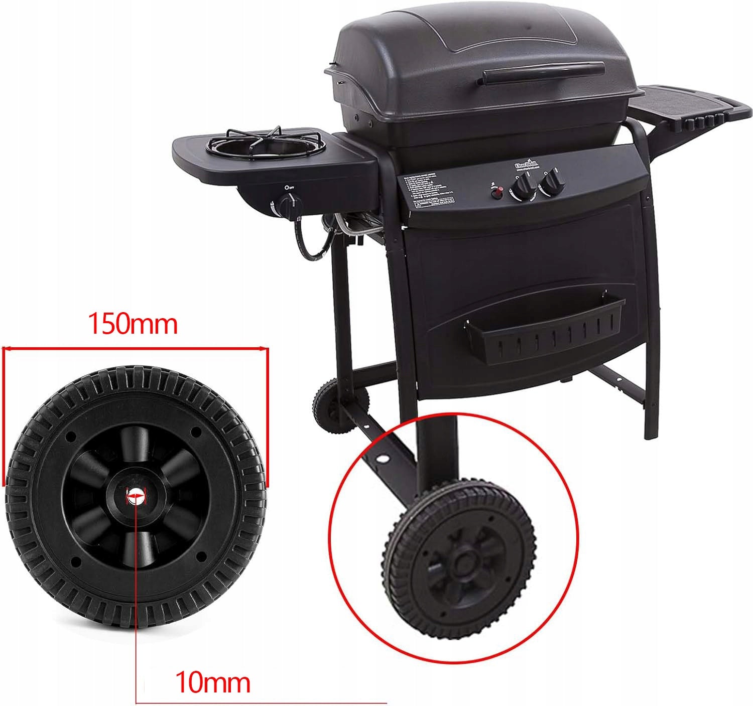 2x BBQ Grill Wheels Easy to Assemble Wheel for Most Grills Brand no brand