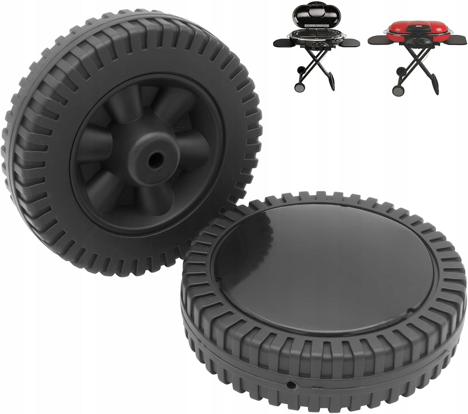 2x BBQ Grill Wheels Easy to Assemble Wheel for Most Grills