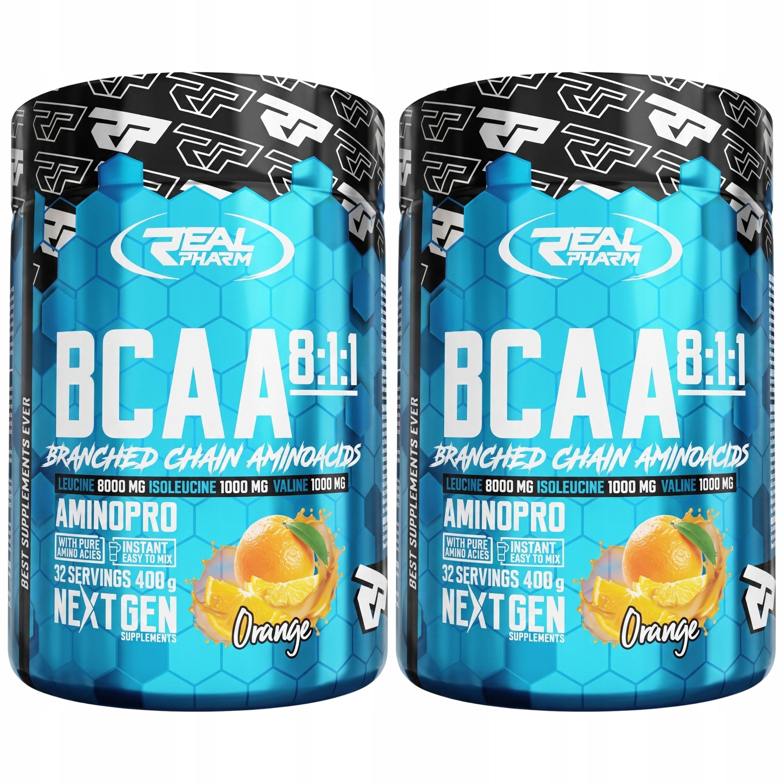 2x BCAA 8:1:1 Real Pharm 400g Branched Chain Amino Acids Leucine Mass Construction