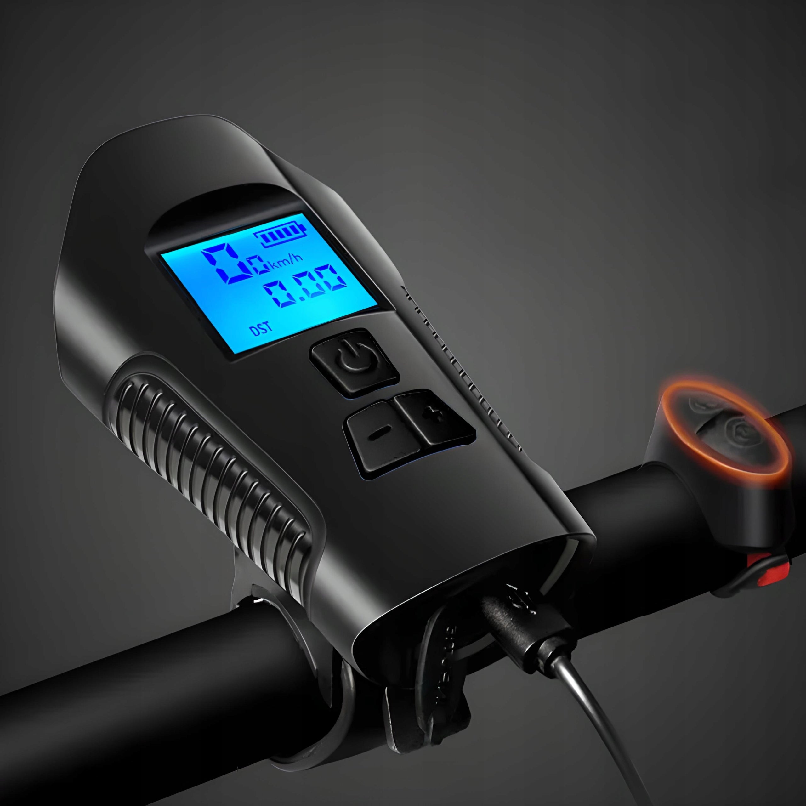 2x BICYCLE LIGHT FRONT+REAR LED COUNTER KM SPEEDOMETER BELL SET Kind front-facing