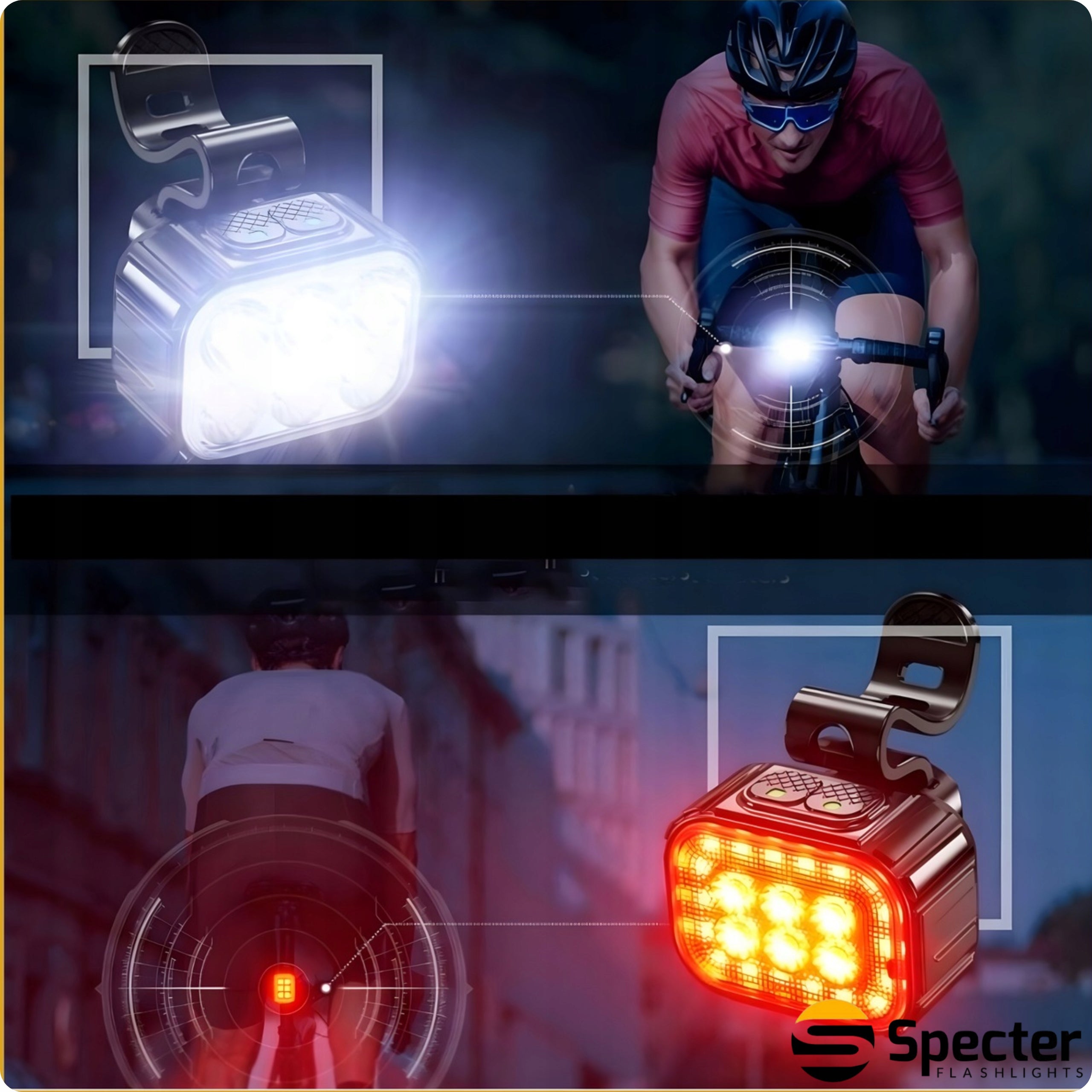 2x BICYCLE LIGHT FRONT REAR SPECTER IGO 500lm SET LIGHTING LIGHT Brand Specter