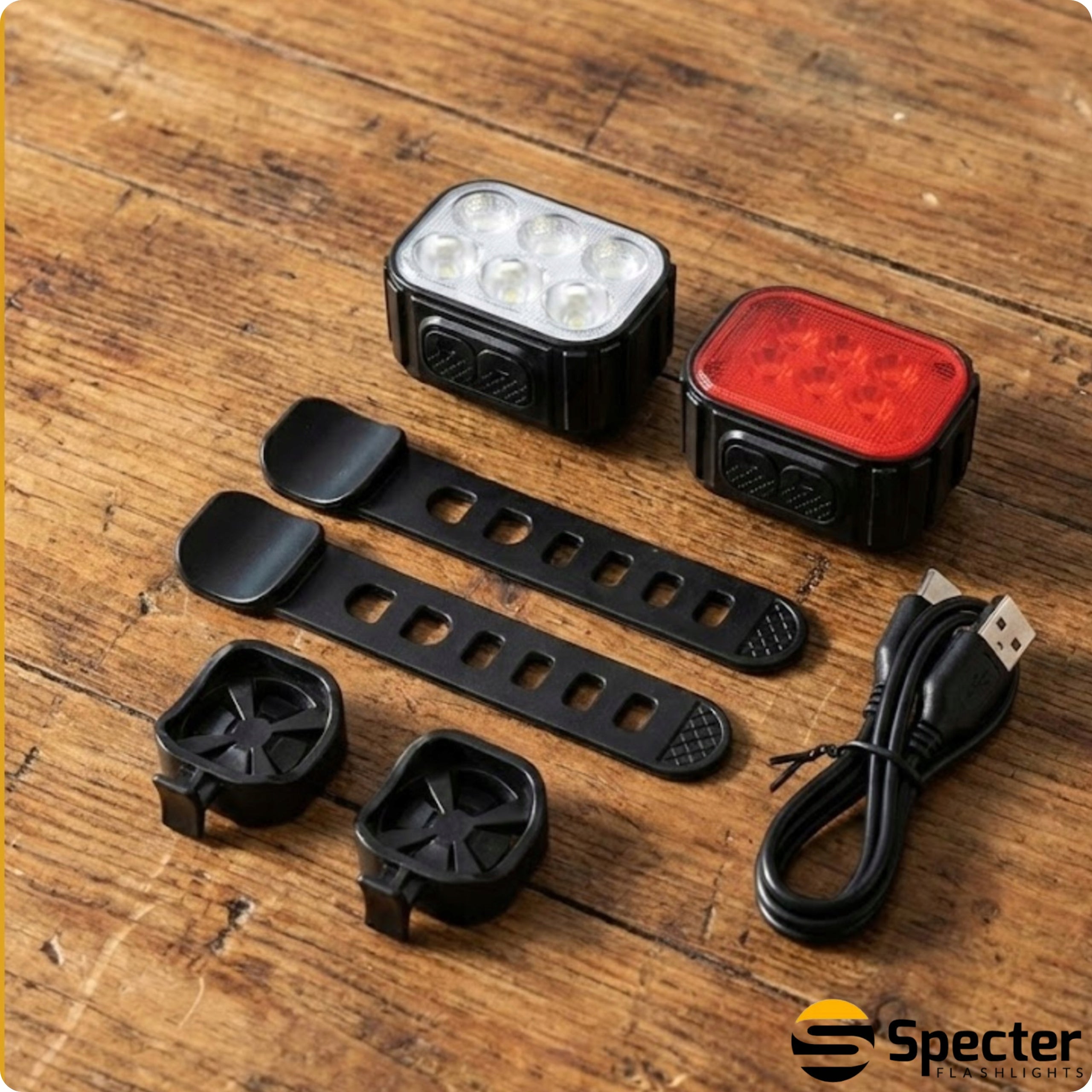 2x BICYCLE LIGHT FRONT REAR SPECTER IGO 500lm SET LIGHTING LIGHT Light beam 500 lm