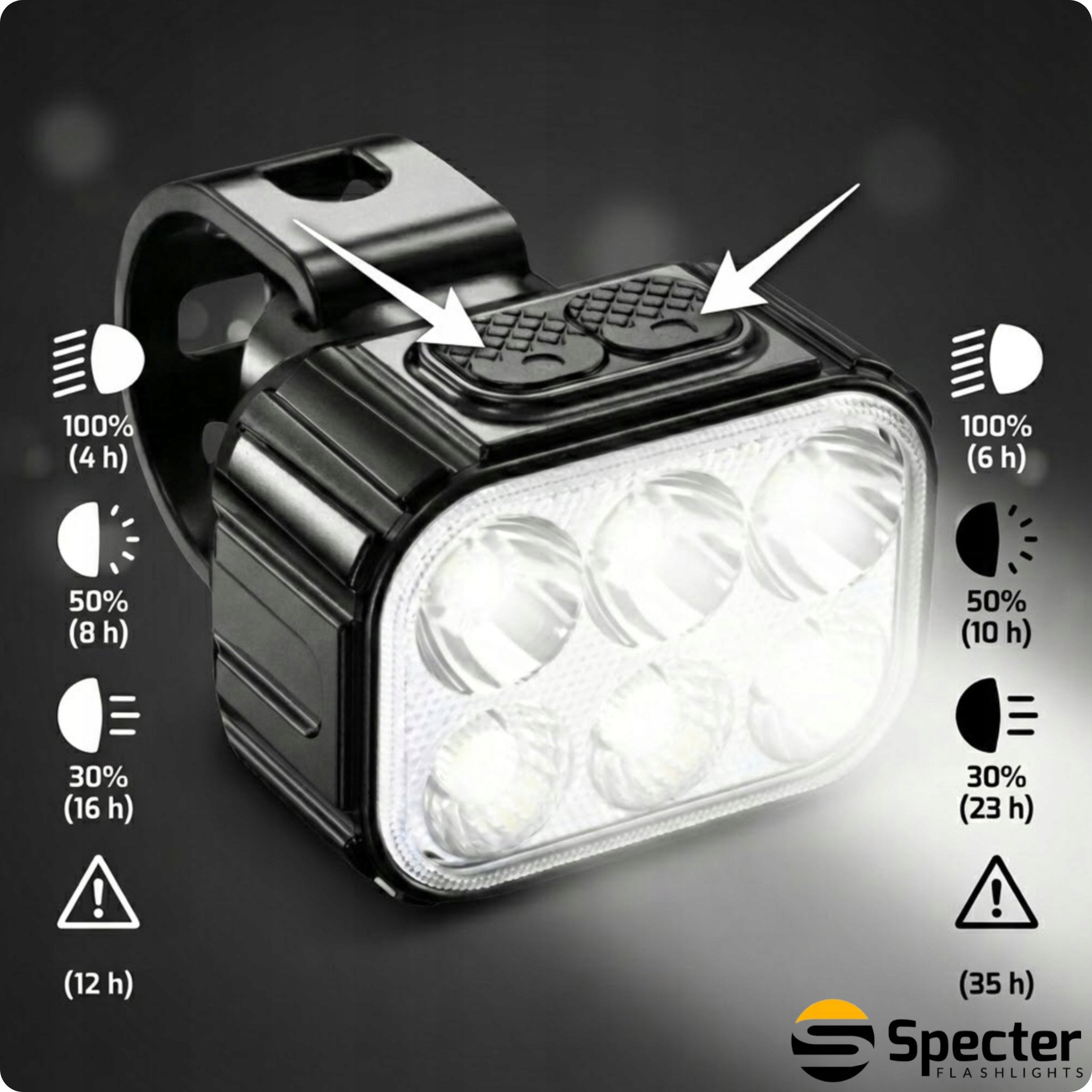 2x BICYCLE LIGHT FRONT REAR SPECTER IGO 500lm SET LIGHTING LIGHT Manufacturer code 2x lampka rowerowa SPECTER IGO 500lm