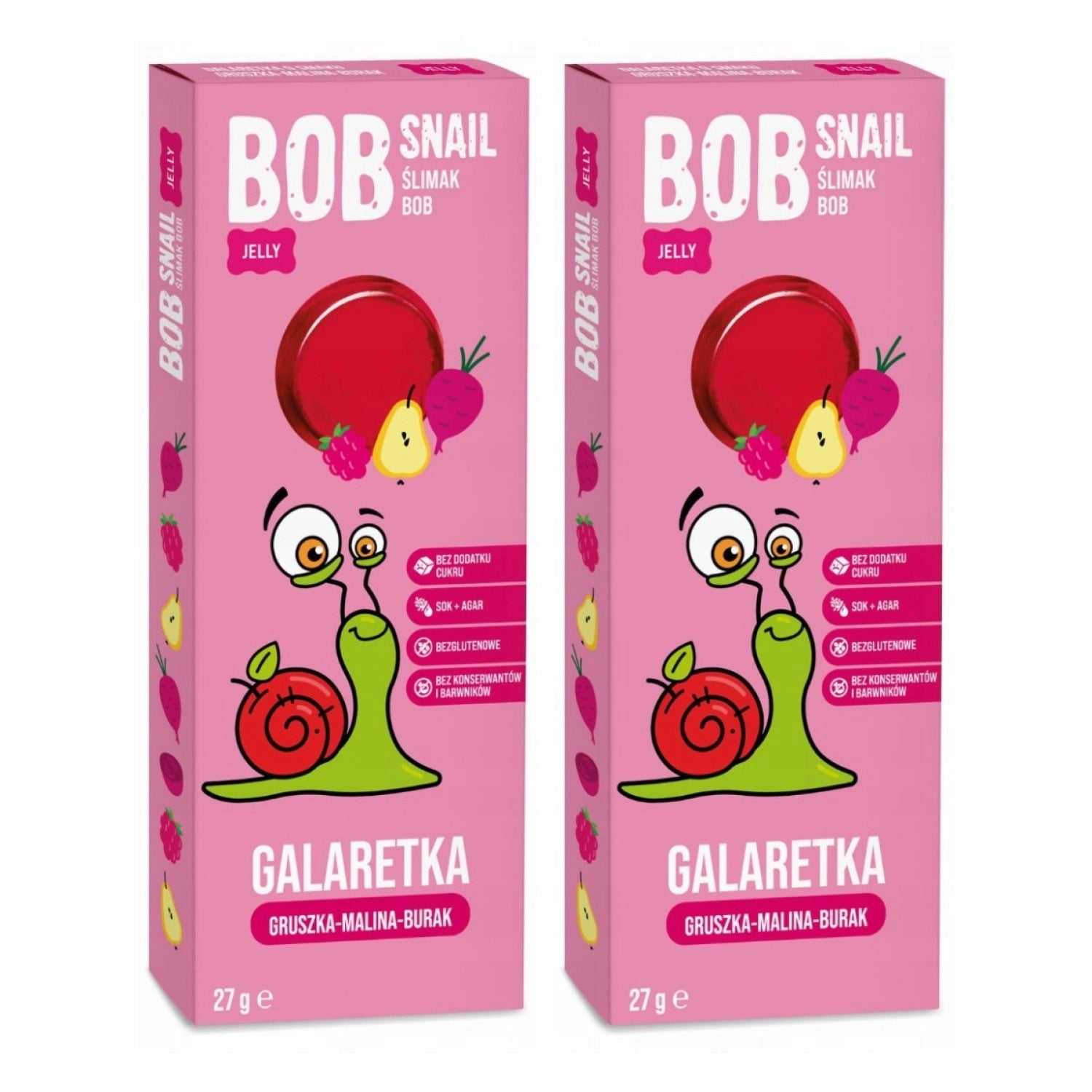 2x BOB SNAIL Snack jelly pear raspberry beet 27 g