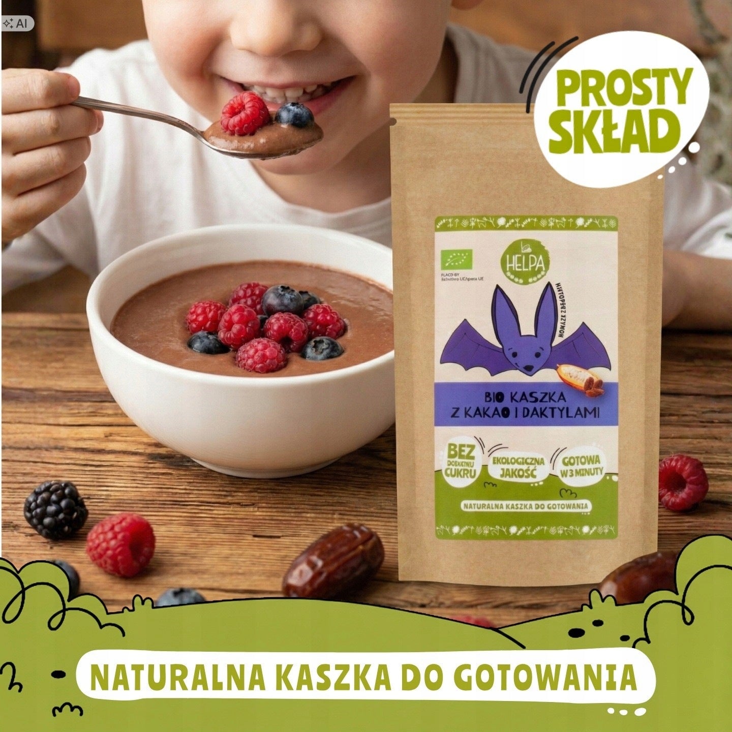 2x Bio Porridge with Cocoa and Dates 200 g HELPA eco without added sugar Age range not specified