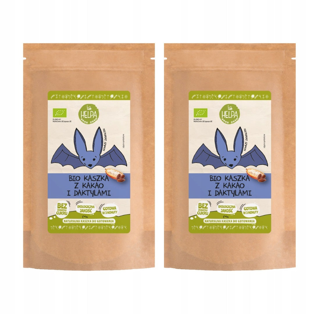2x Bio Porridge with Cocoa and Dates 200 g HELPA eco without added sugar