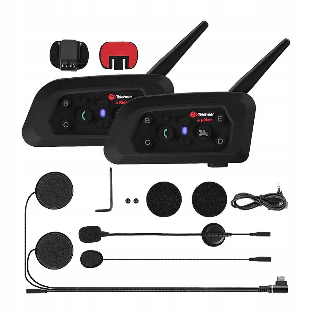 2x Bluetooth Motorcycle Intercom 1500M 850mAh Headset for K mmk