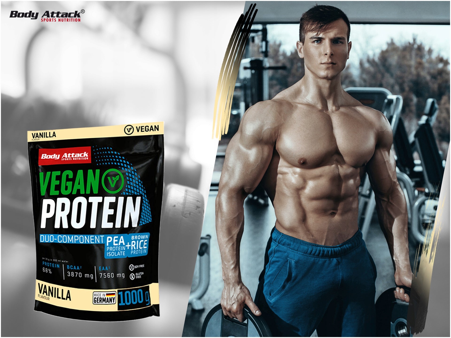 2x Body Attack Vegan Protein 1000g Brand Body Attack
