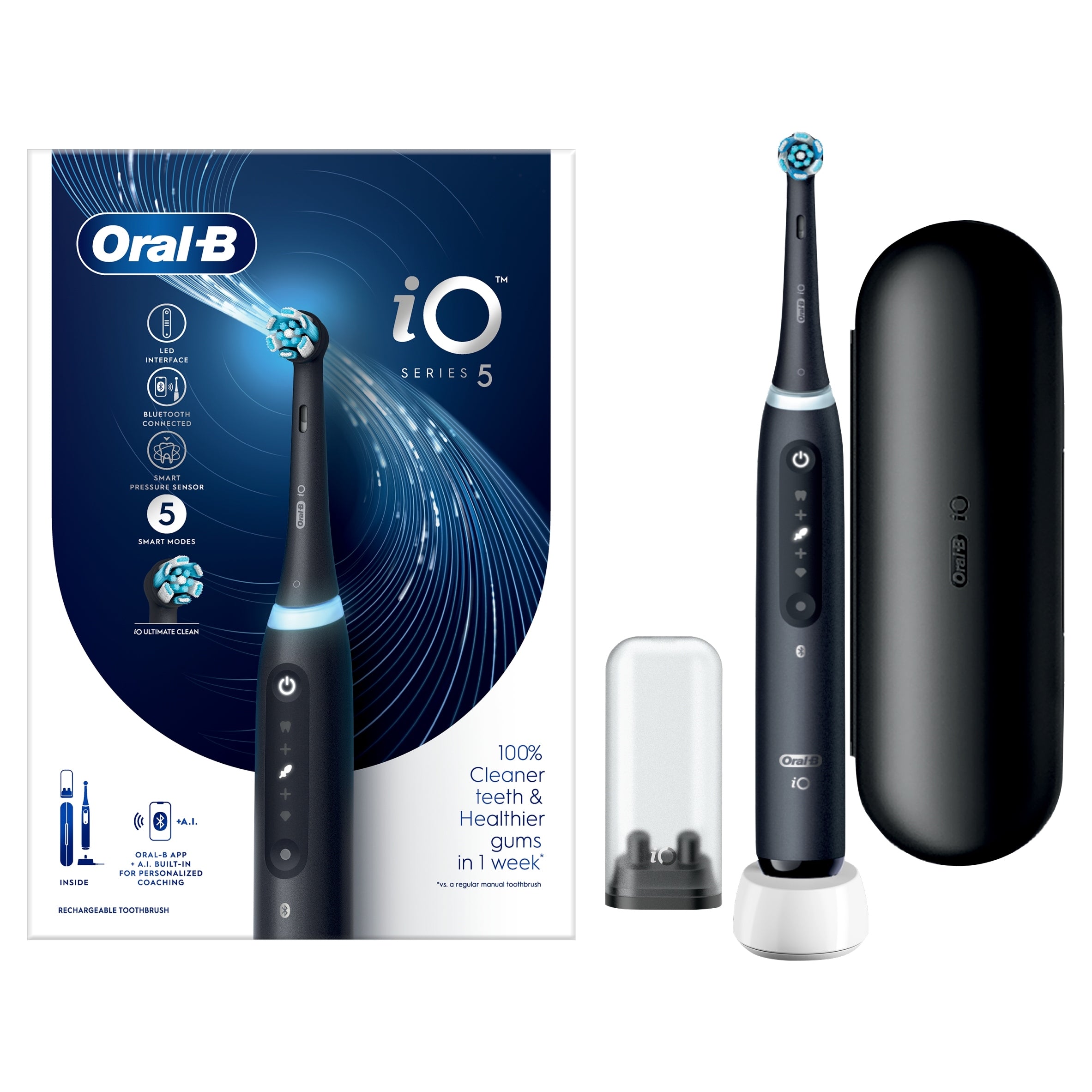 2x Braun Oral-B iO5 Matt Black electric toothbrush Brand Oral-B