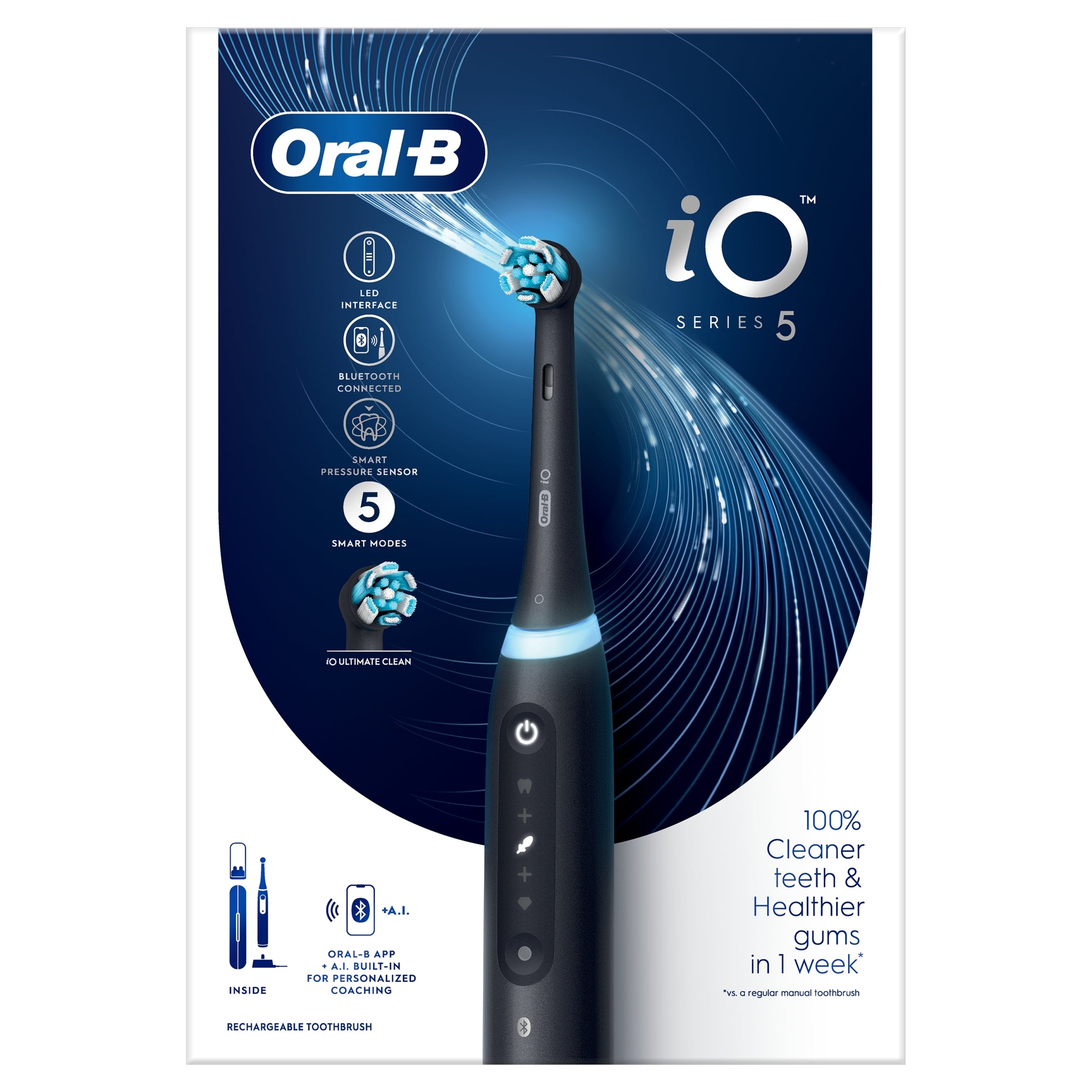 2x Braun Oral-B iO5 Matt Black electric toothbrush