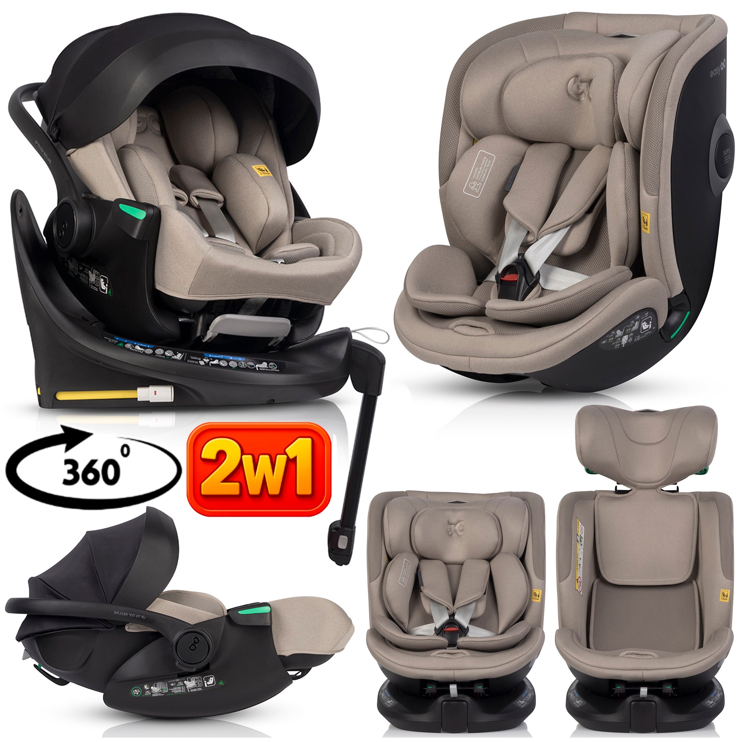2x CAR SEAT SWIVEL SET + ISOFIX BASE 20x ADJUSTMENT 0-36 KG