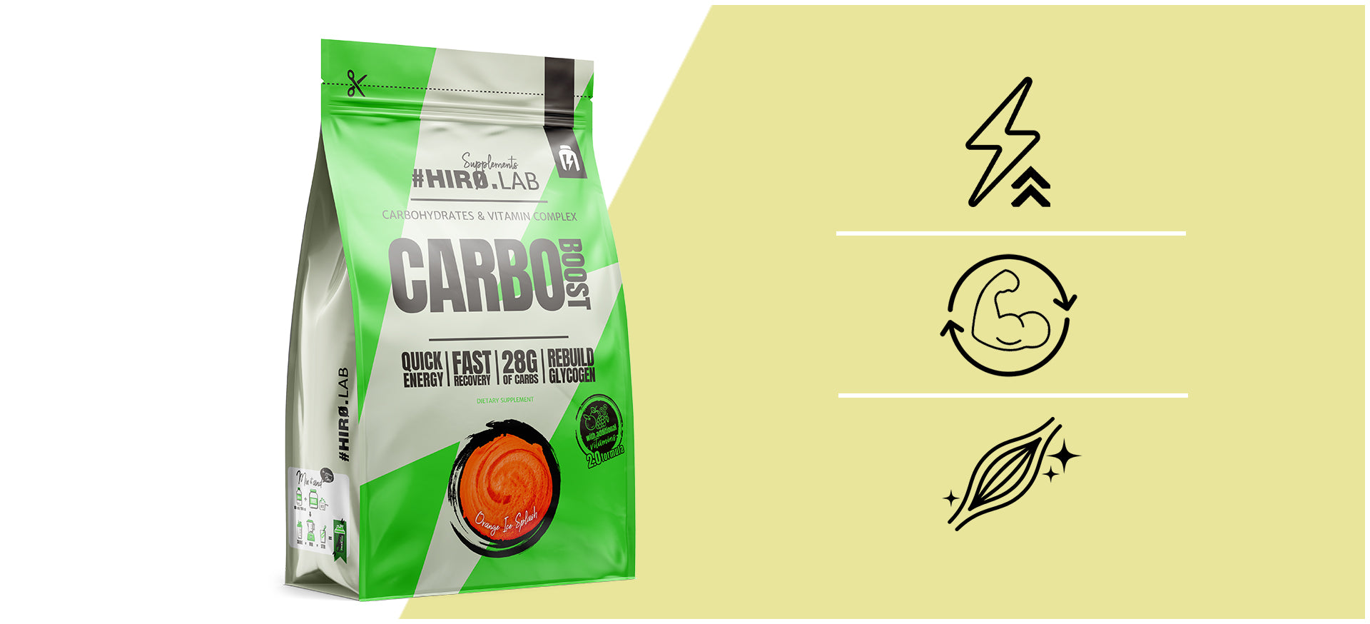 2x CARBO CARBOHYDRATES ENERGY 1000g energy power Orange hiro Brand HIRO.LAB