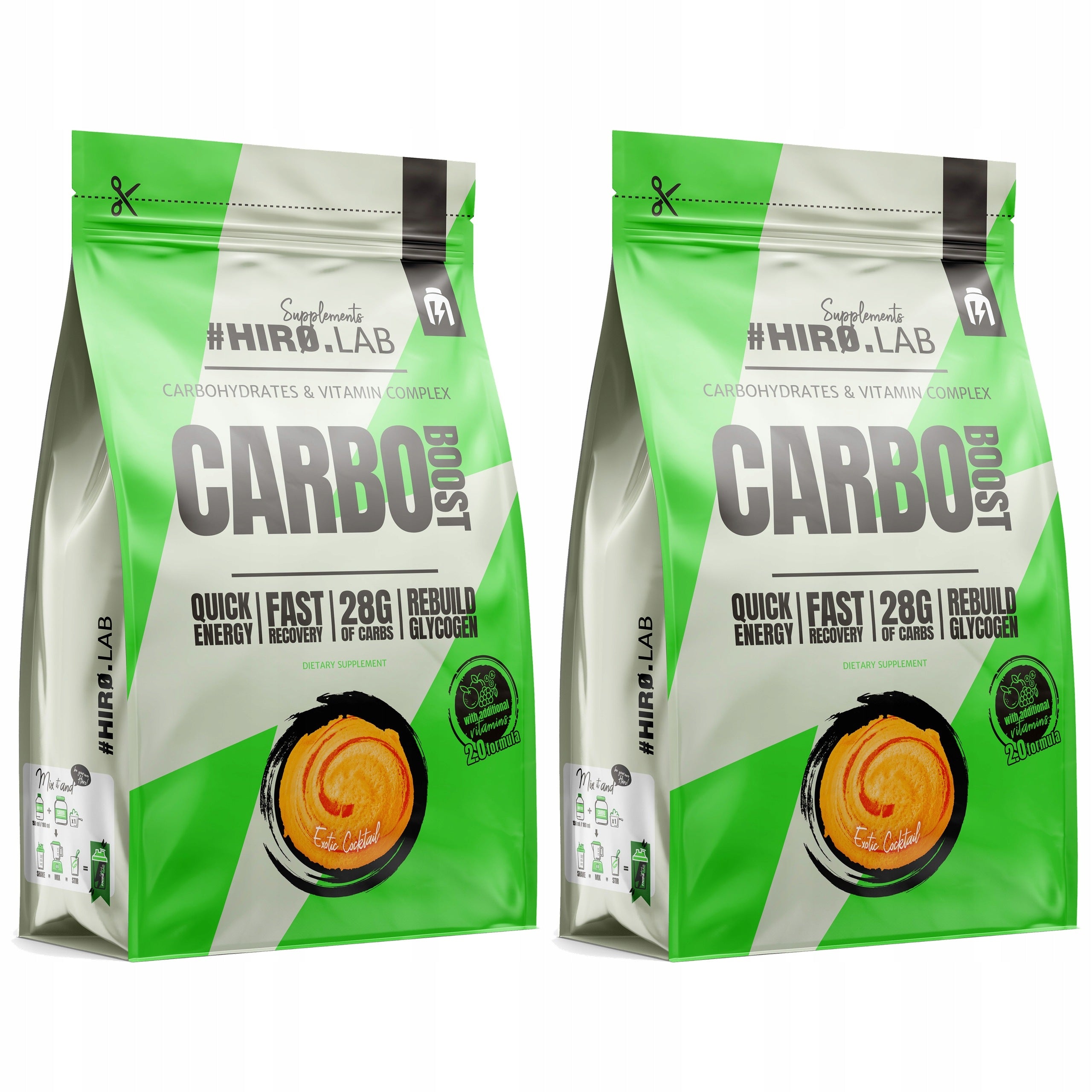 2x CARBO CARBOHYDRATES ENERGY 1000g energy tropical fruit HIR