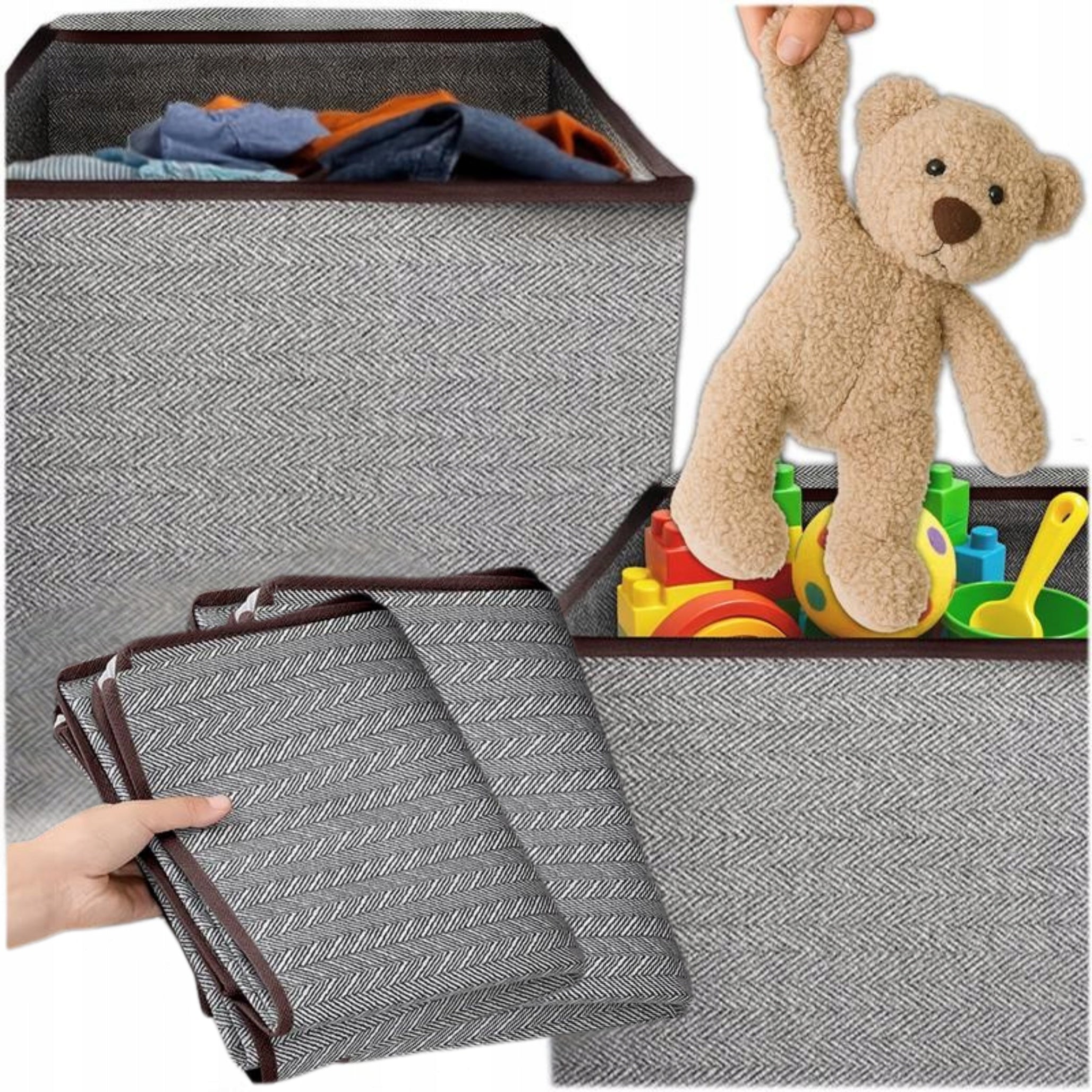 2x CLOTHES ORGANIZER FOLDING CONTAINER FOR WARDROBE CLOSED 39x39x44cm 80L Packaging status original