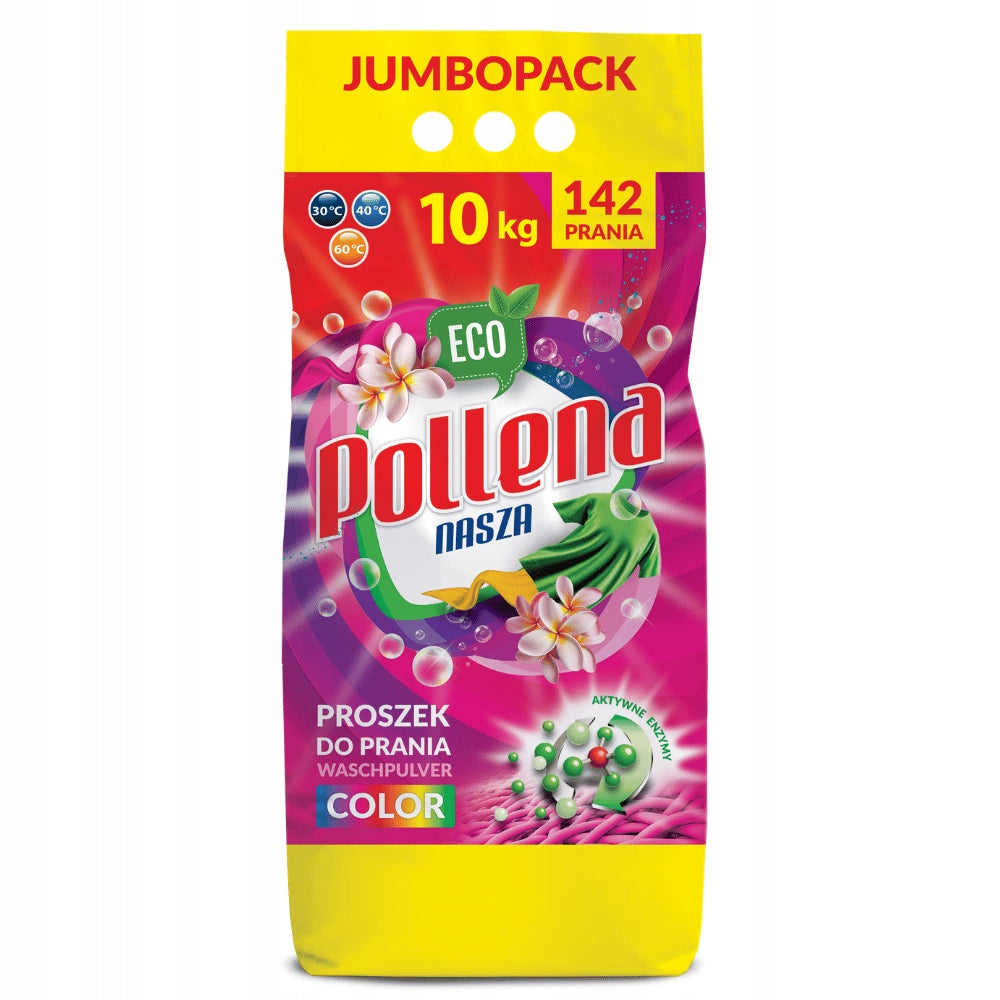 2x COLOR WASHING POWDER POLLENA OUR 10KG 142 WASHING WITHOUT PHOSPHATES Packaging status original