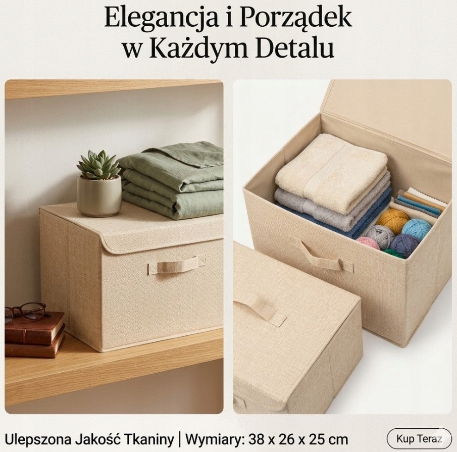 2x CONTAINER WITH CLOSURE Basket CLOSED ORGANIZER Folding BOX 38x26 cm Brand no brand