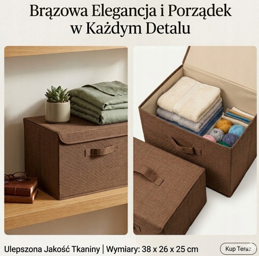 2x CONTAINER WITH CLOSURE Basket CLOSED ORGANIZER Textile BOX 38x25cm Brand no brand