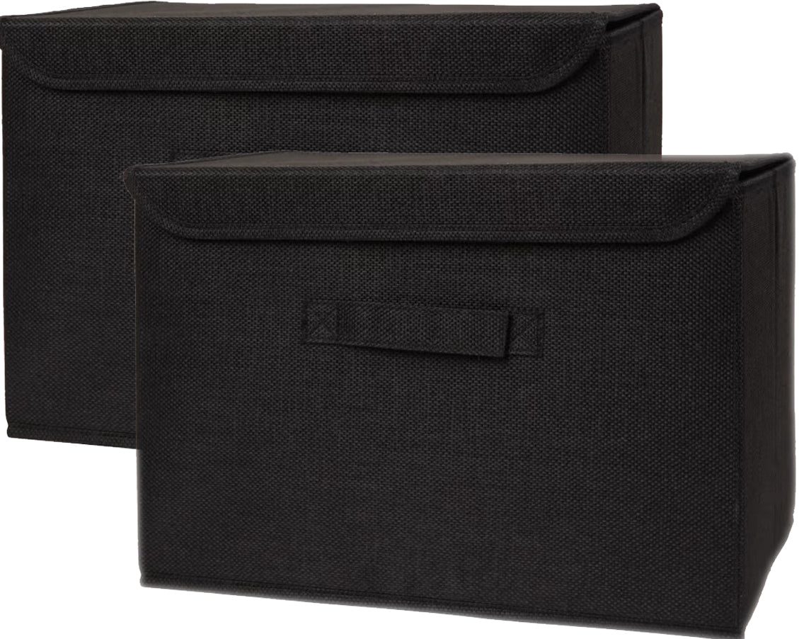 2x CONTAINER WITH CLOSURE Basket CLOSED ORGANIZER Textile BOX 38x25cm