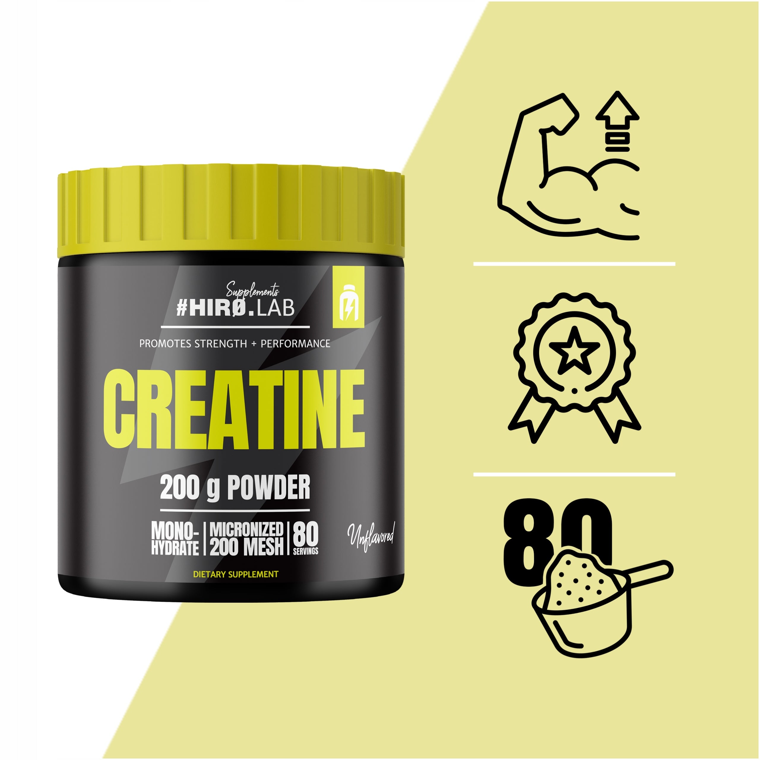 2x CREATINE MONOHYDRATE 200g POWDER STRENGTH MASS Tasteless HIRO.LAB Brand HIRO.LAB