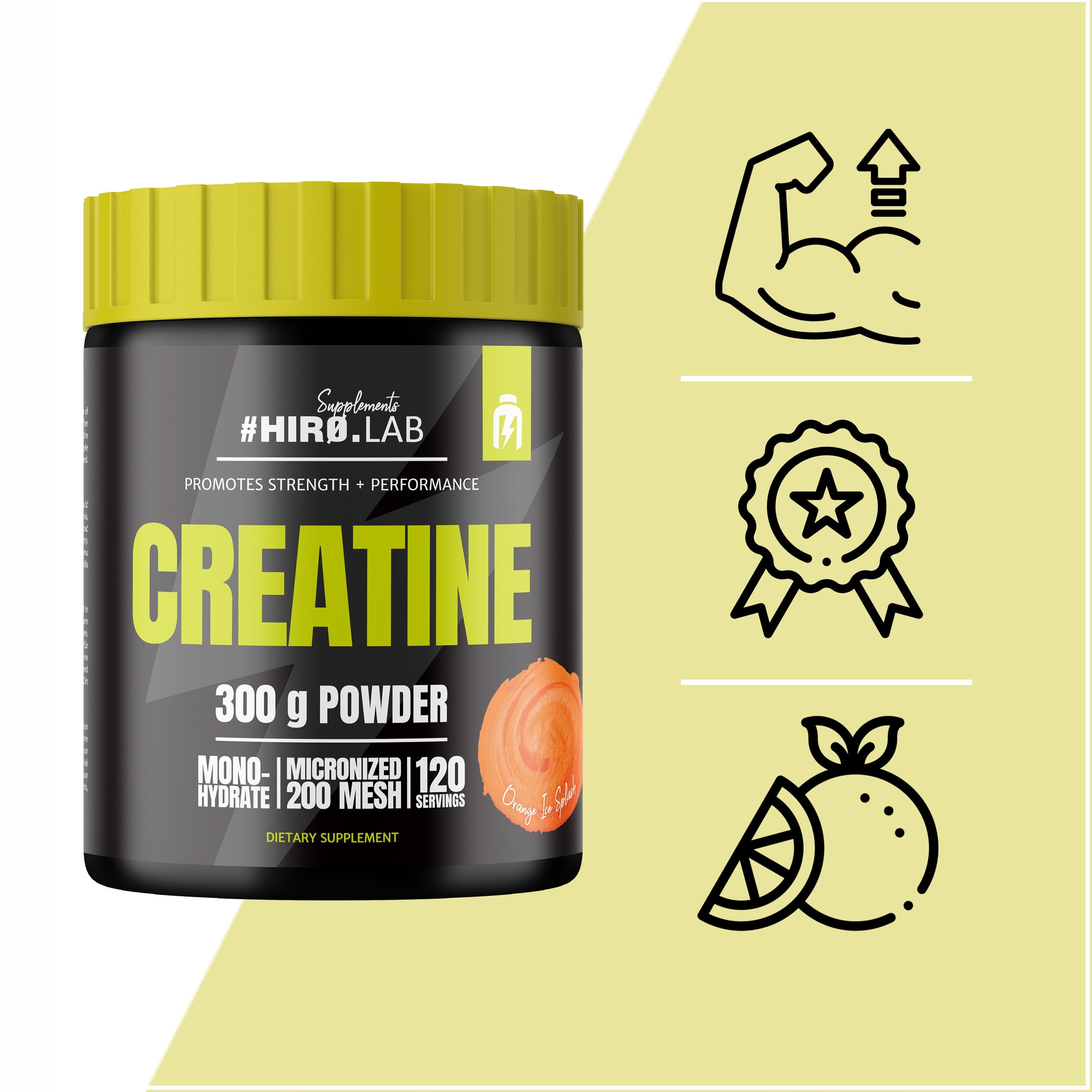 2x CREATINE MONOHYDRATE 300g POWDER STRENGTH 300 g Orange HIRO.LAB Brand HIRO.LAB