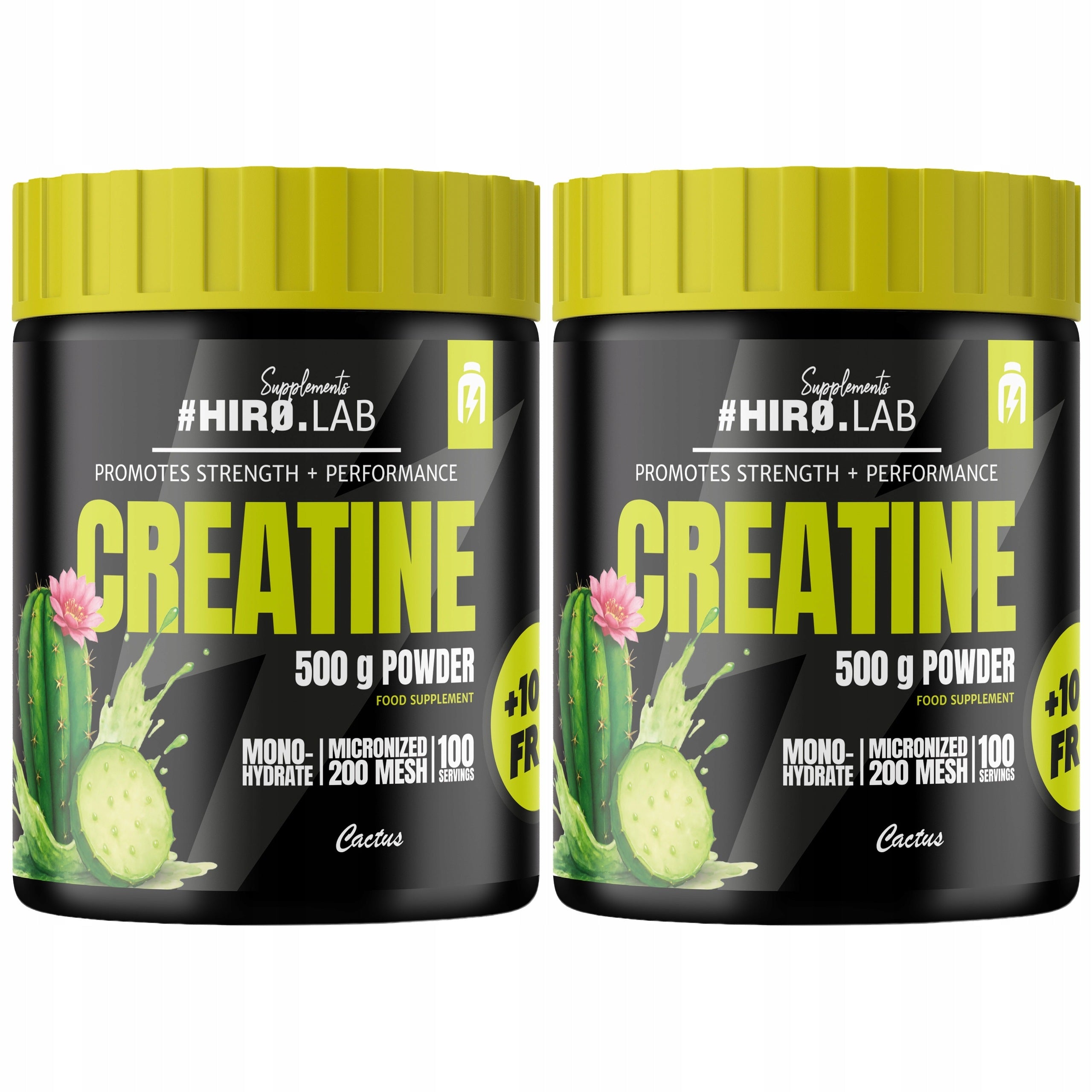 2x CREATINE MONOHYDRATE 500g +100g CREATINE CACTUS STRENGTH 240p HIRO