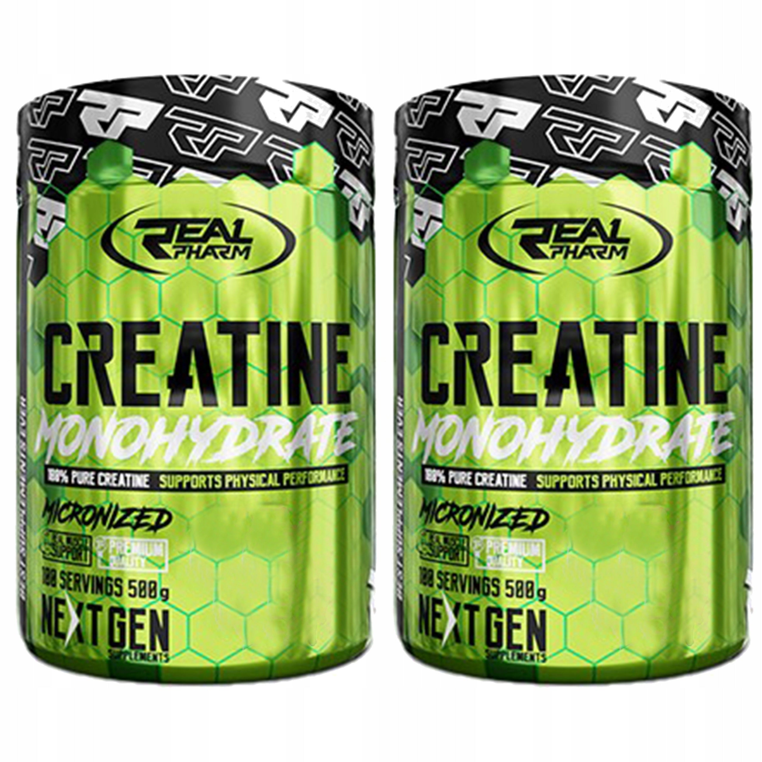 2x CREATINE MONOHYDRATE 500g REAL PHARM Creatine Strength Muscle Mass ATP 100