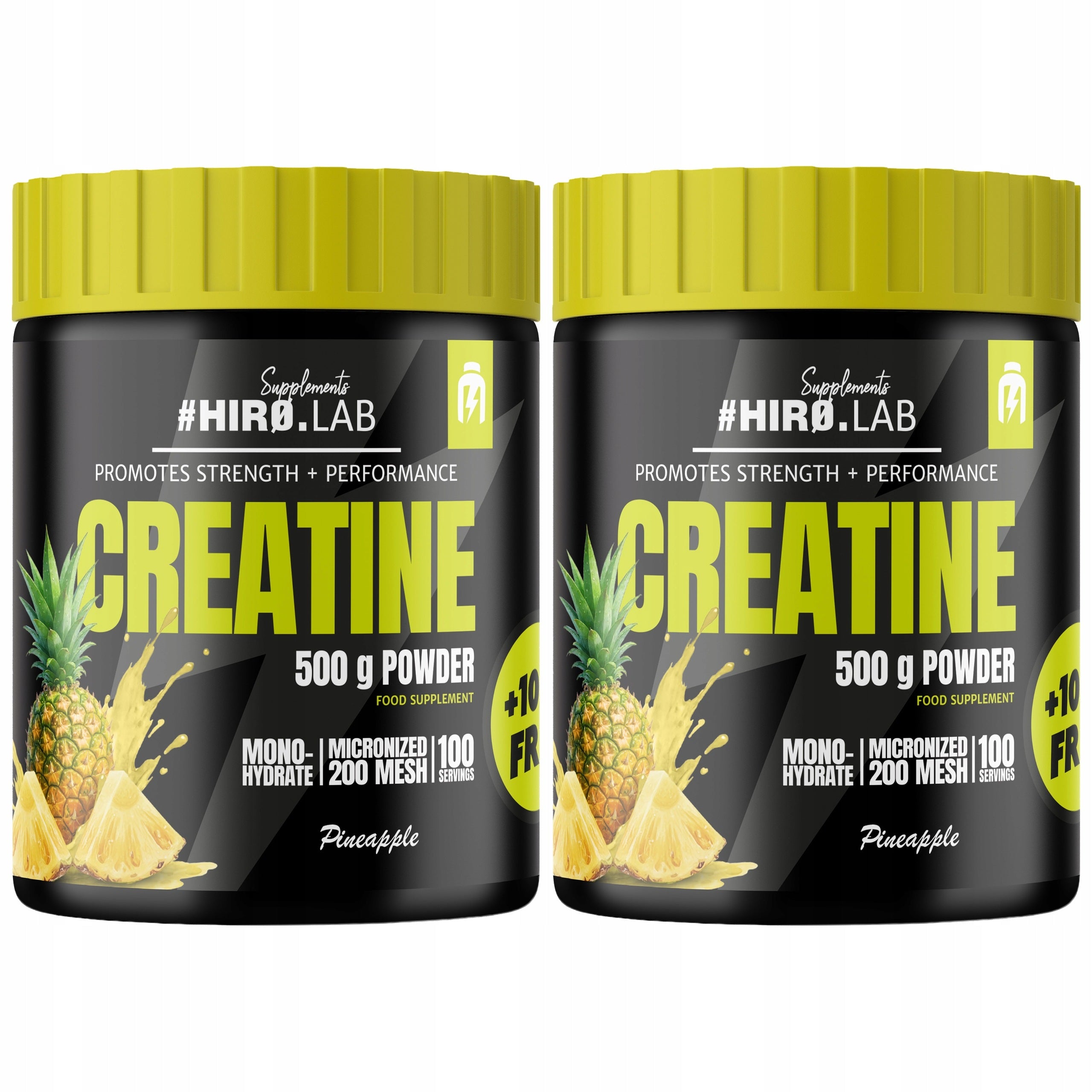 2x CREATINE MONOHYDRATE CREATINE 500g +100g CREATINE PINEAPPLE STRENGTH 240p HIRO