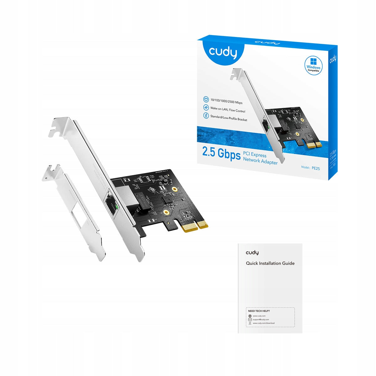 2x CUDY PE25 Network Card Interface PCI-E