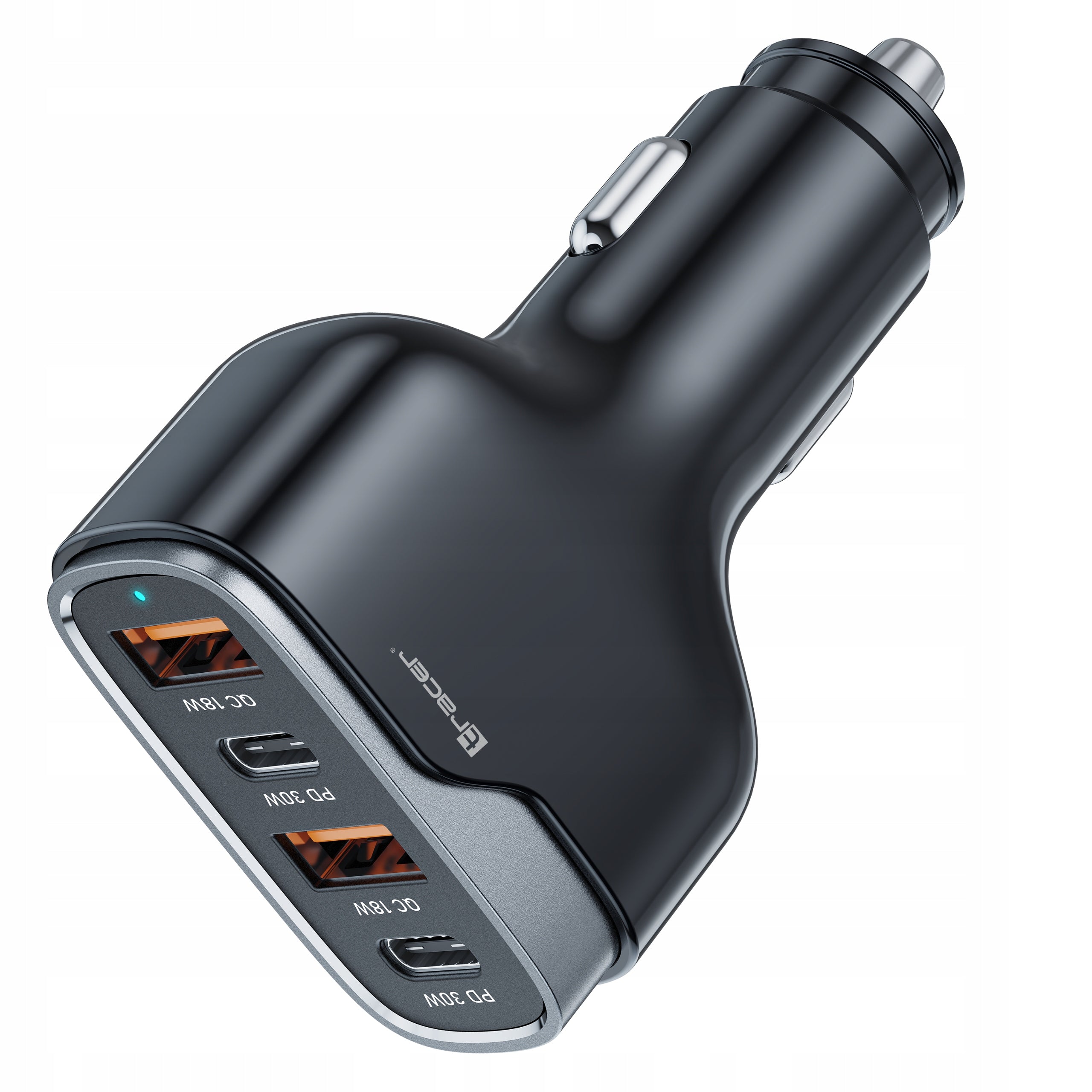 2x Car Charger Tracer Quickcharger 60w 4 Ports Usb C Usb A Fast Output current 3000 mA