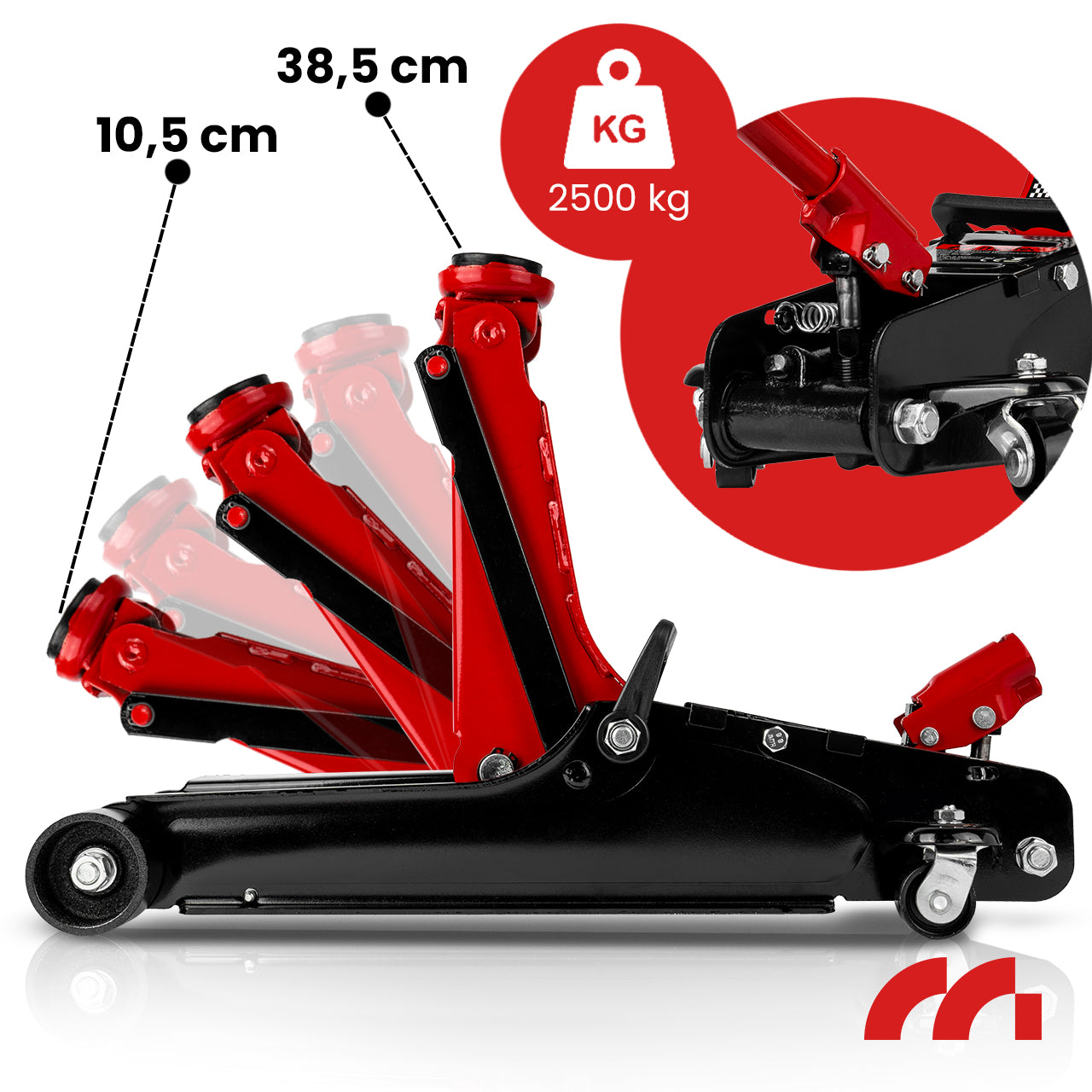 2x Car Lifter Lever Zaba Low Profile Hydraulic 385 Mm 2 Product weight with unit packaging 13 kg