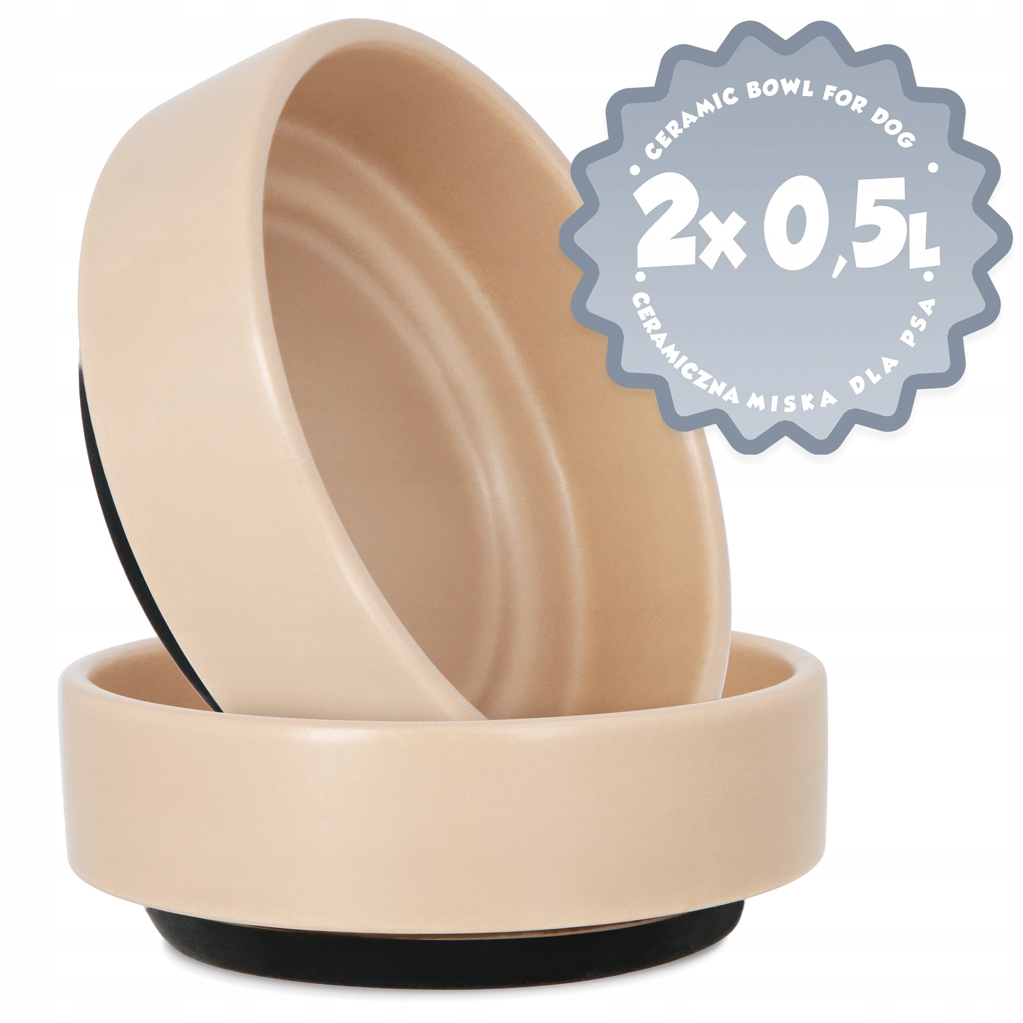 2x Cat DOG BOWL 0,5 CERAMIC Puppy Bowl ANTI-SLIP RESISTANT 8K Packaging status original