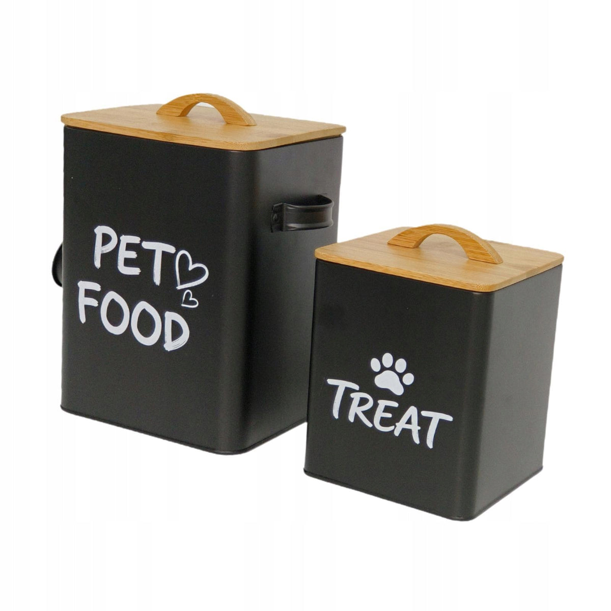 2x Cat Food Storage Container Sturdy Gift Pet Food Containers Dog Black Packaging status original