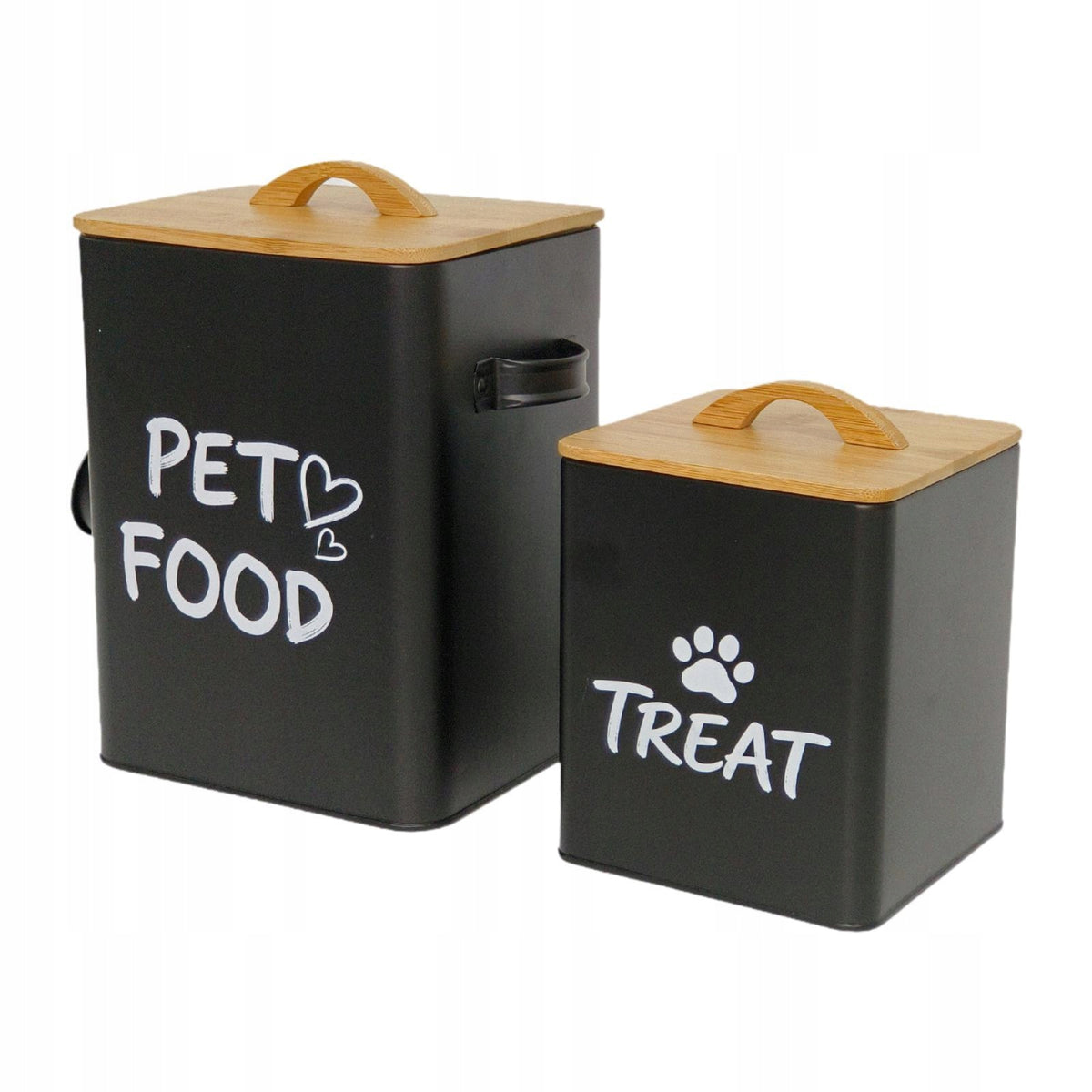 2x Cat Food Storage Container Sturdy Gift Pet Food Containers Dog Black