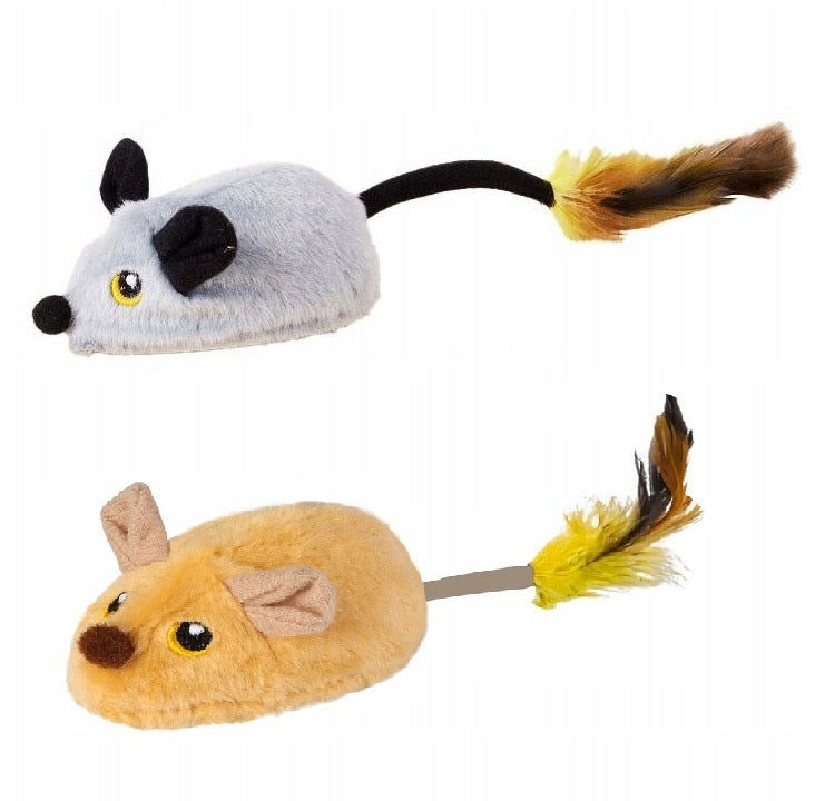 2x Cat Mouse Grey+Yellow Remote Controlled Electric