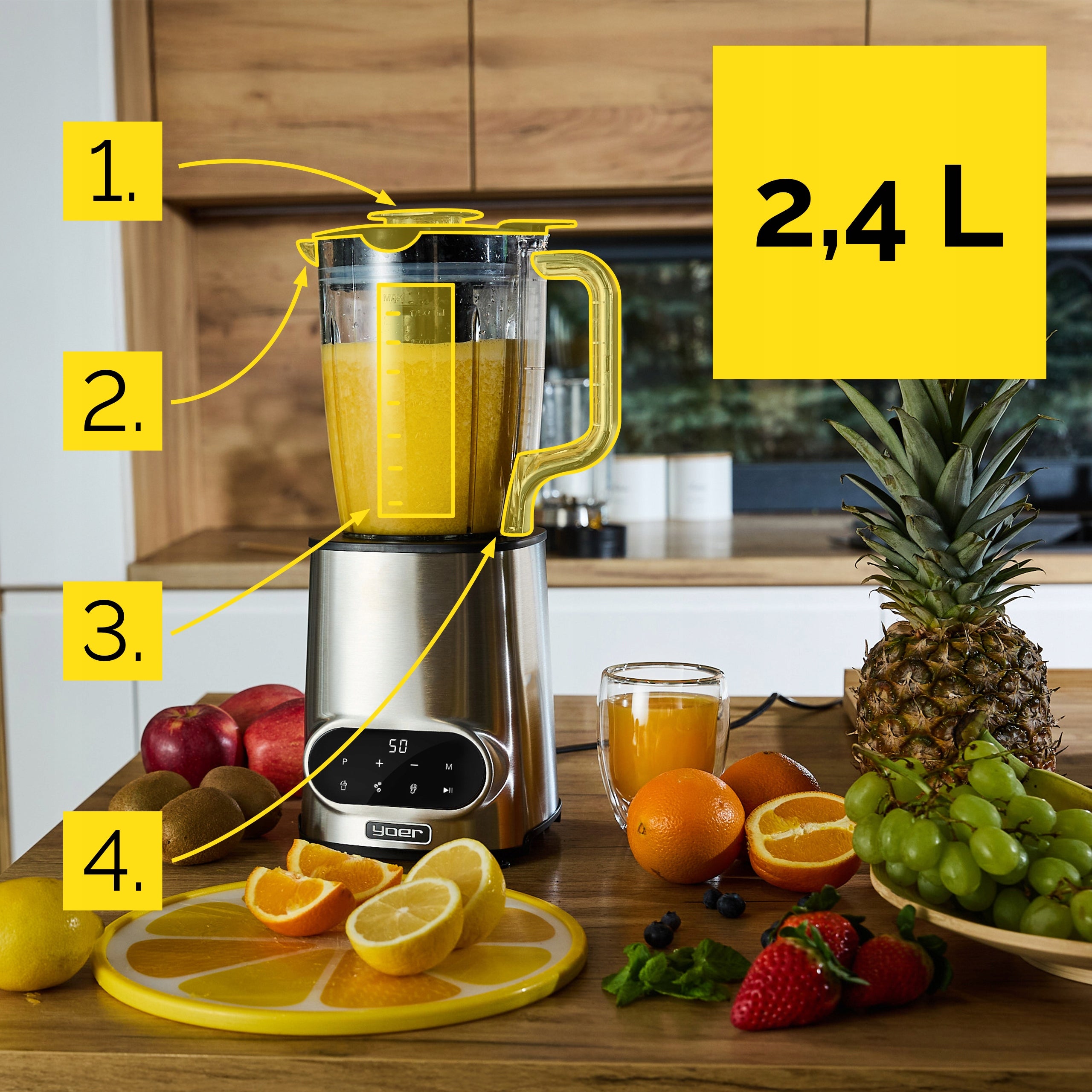 2x Chalice Blender Automatic Yoer 2 4l 2200w Tritan Inox Sieve 2 Bottle Model Vitalio