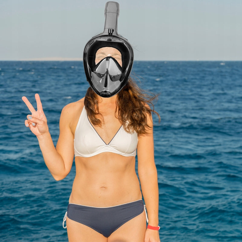 2x Children's Diving Mask Full Face With Tube Retoo S032 Black Kind for children full face with tube