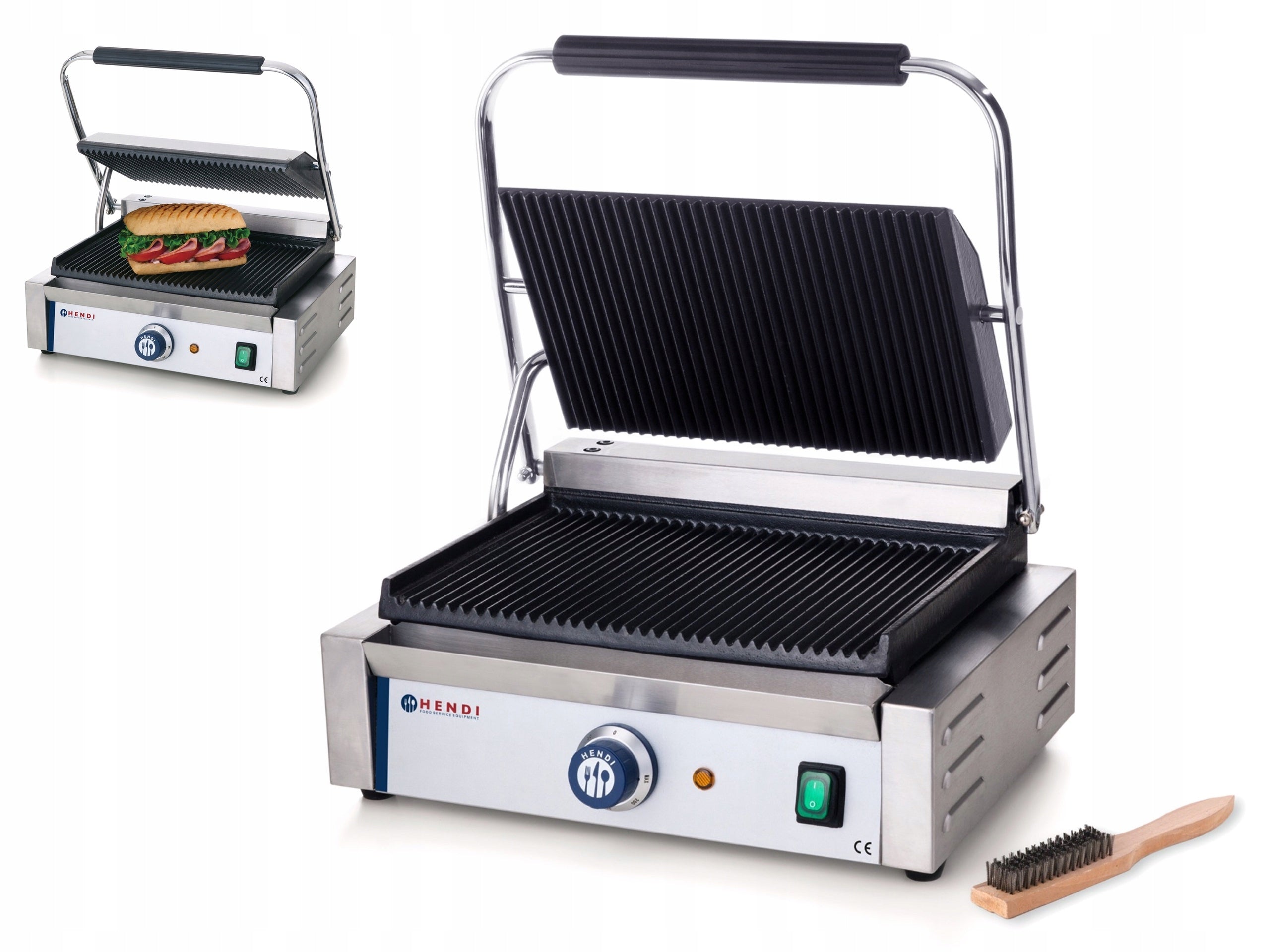 2x Contact grill PANINI grooved 2200W - Hendi 263655 Brand Hendi